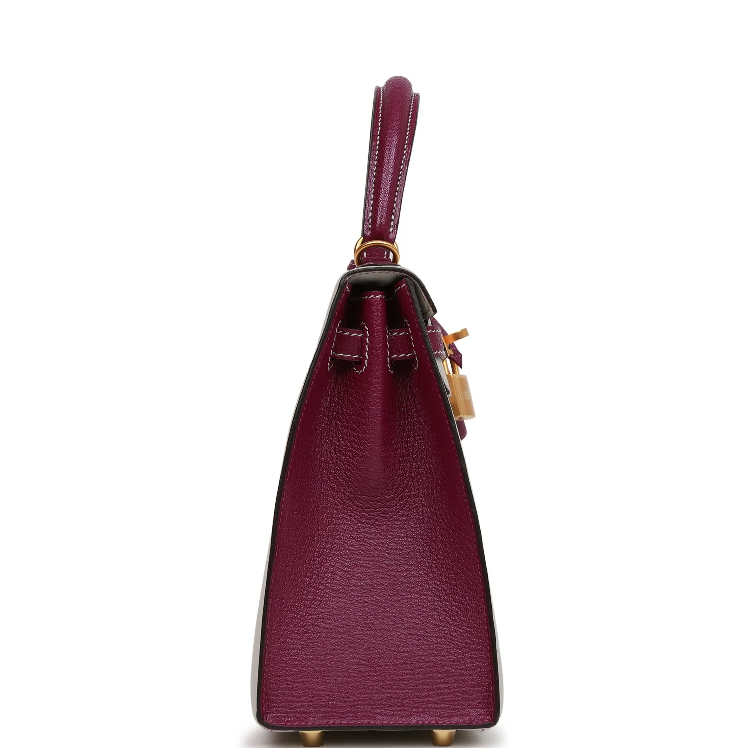 Pre-owned Hermes Special Order (HSS) Kelly Sellier 25 Gris Perle and Anemone Chevre Brushed Gold Hardware