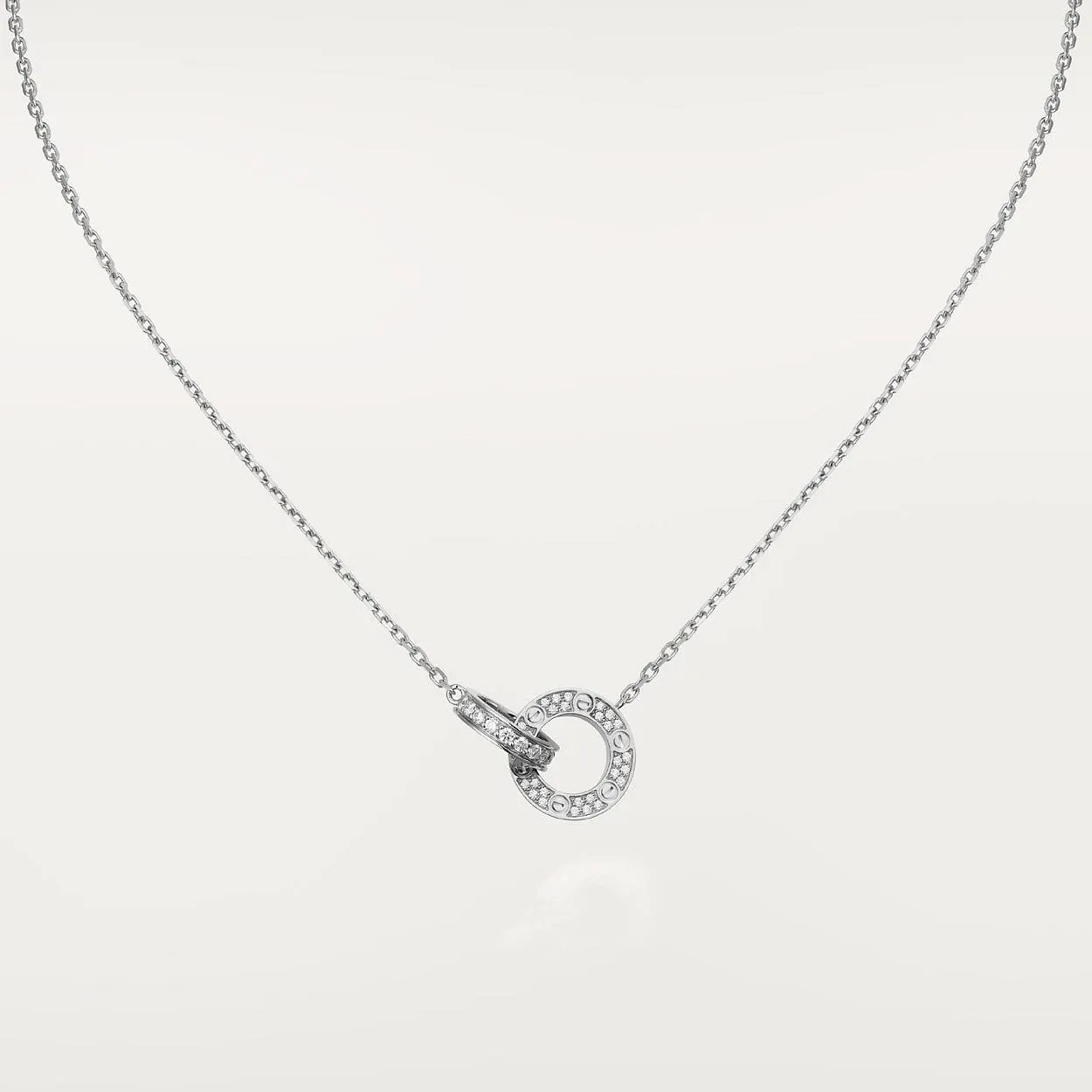 car Love Necklace Interlocking Circles Necklace With Diamond Paved
