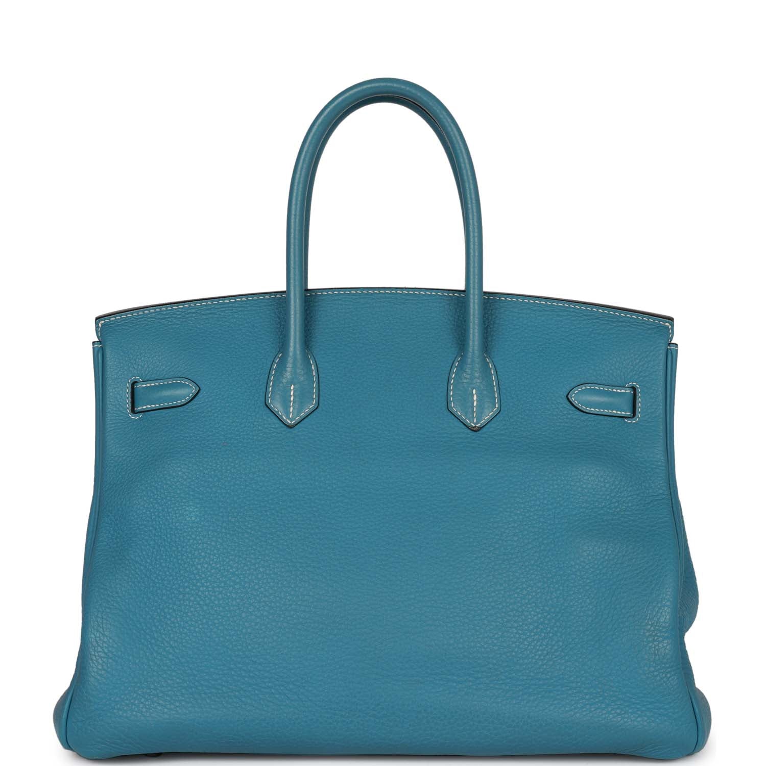 Pre-owned Hermes Birkin 35 Bleu Jean Togo Palladium Hardware