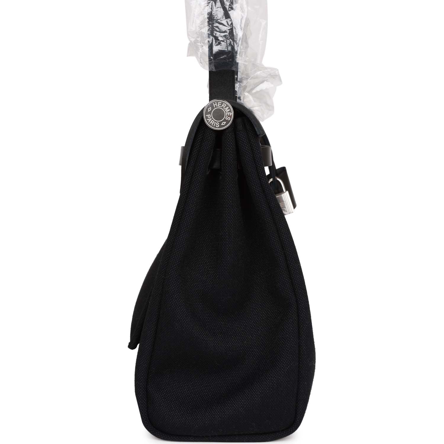 Hermes Herbag Zip PM 31 Black Toile H Berline Hunter Palladium Hardware