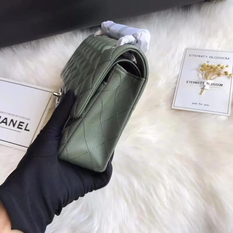 Chanel 1112 Green Medium Size 2.55 Lambskin Leather Flap Bag