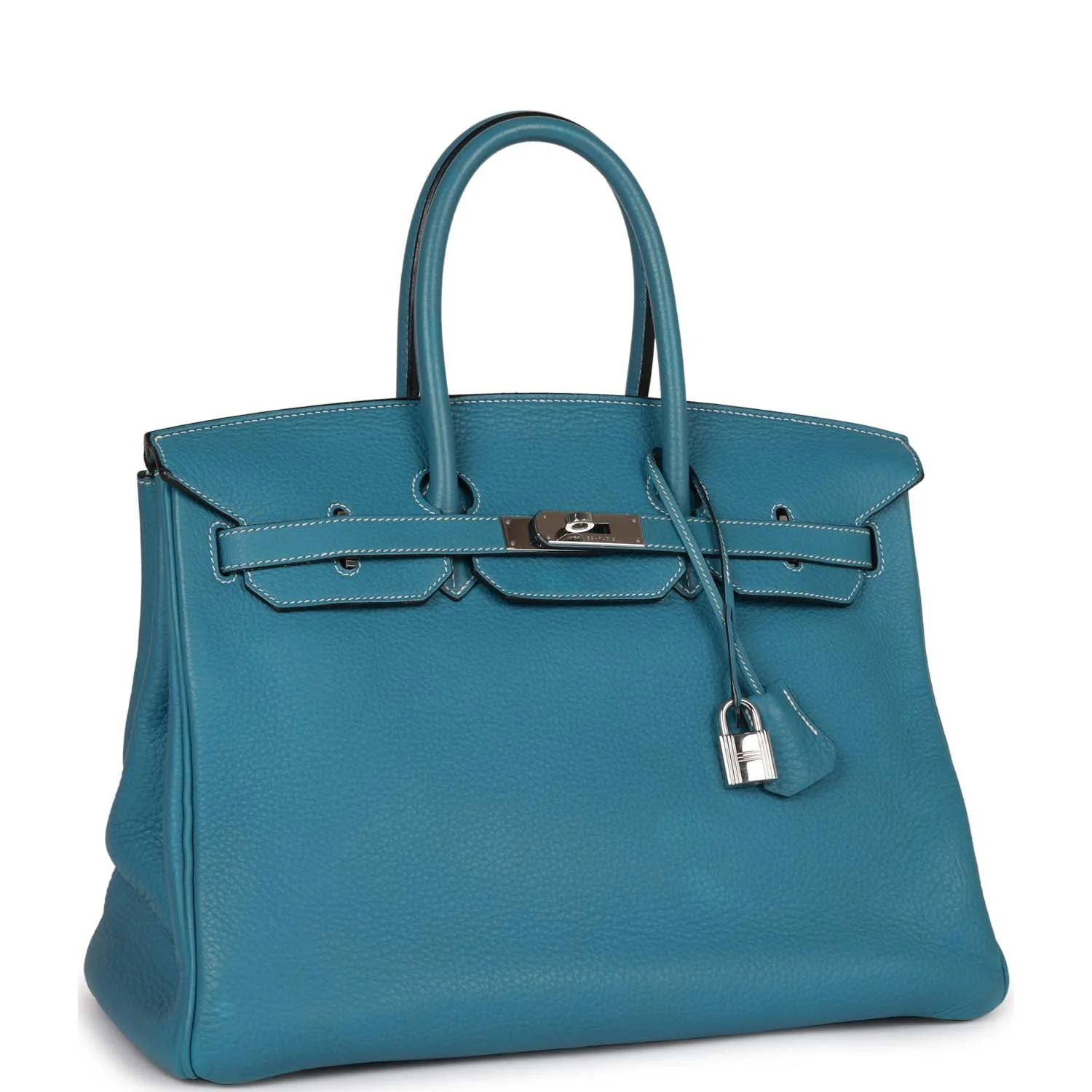 Pre-owned Hermes Birkin 35 Bleu Jean Togo Palladium Hardware