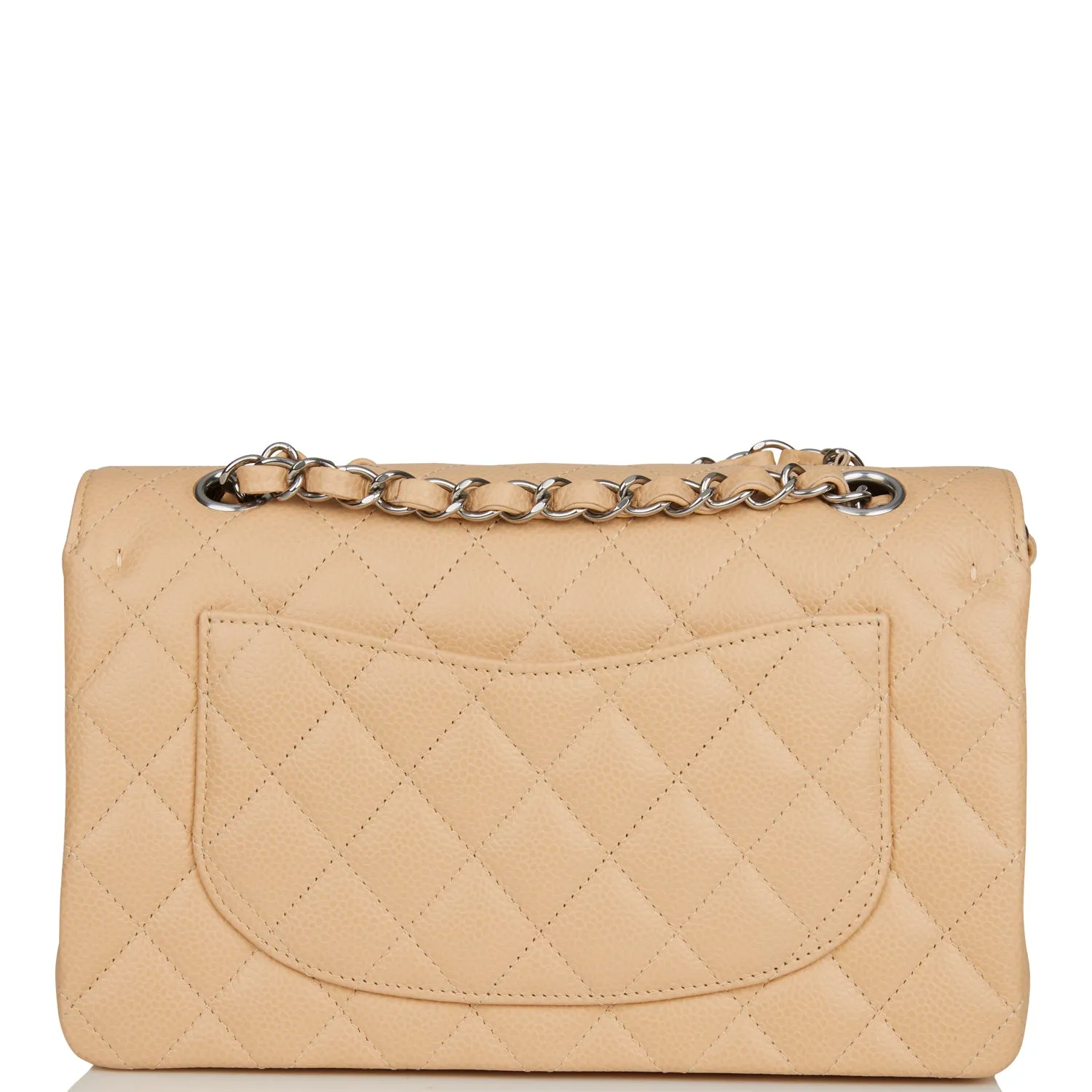 Small Classic Double Flap Bag Beige Caviar Silver Hardware