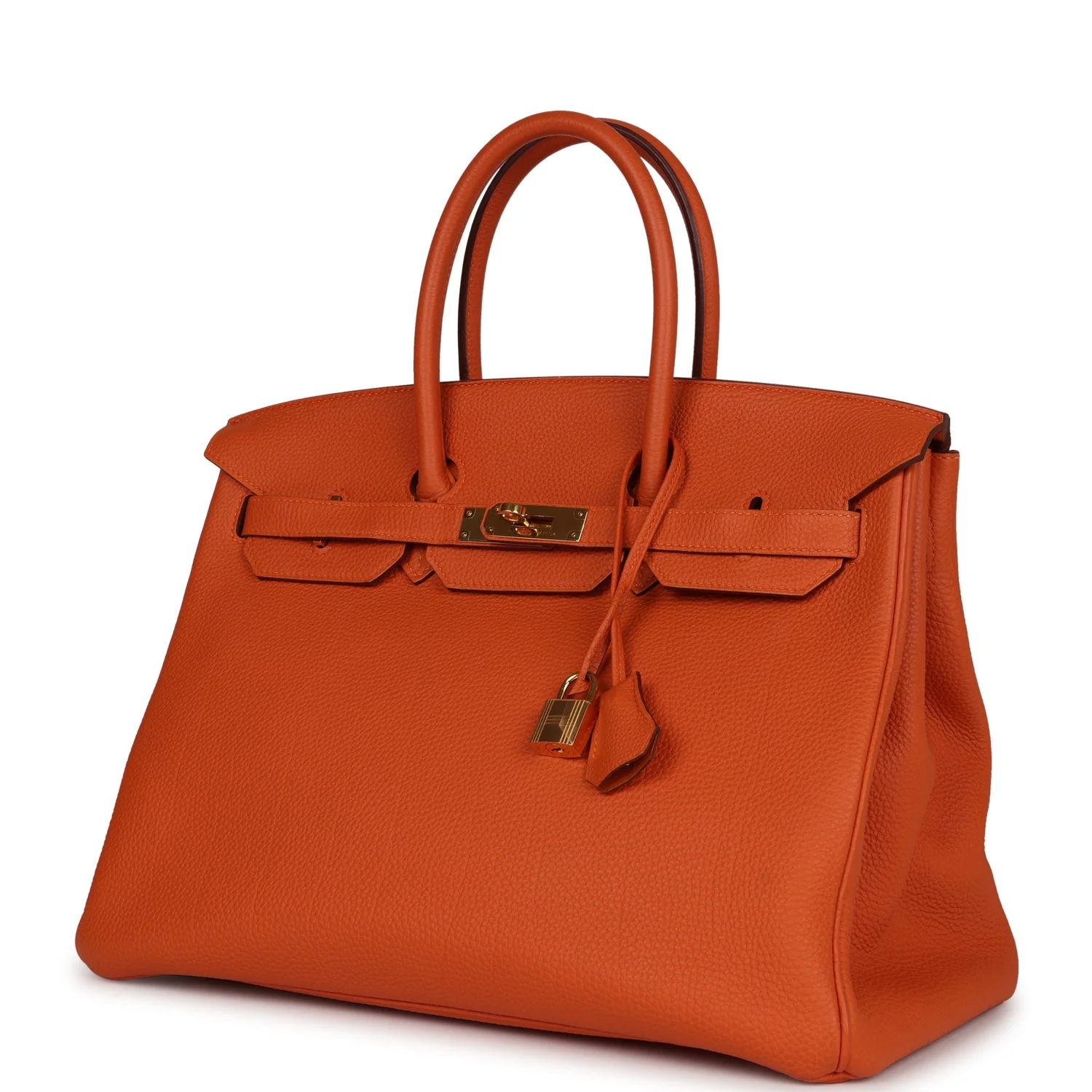 Pre-owned Hermes Birkin 35 Orange H Clemence Gold Hardware