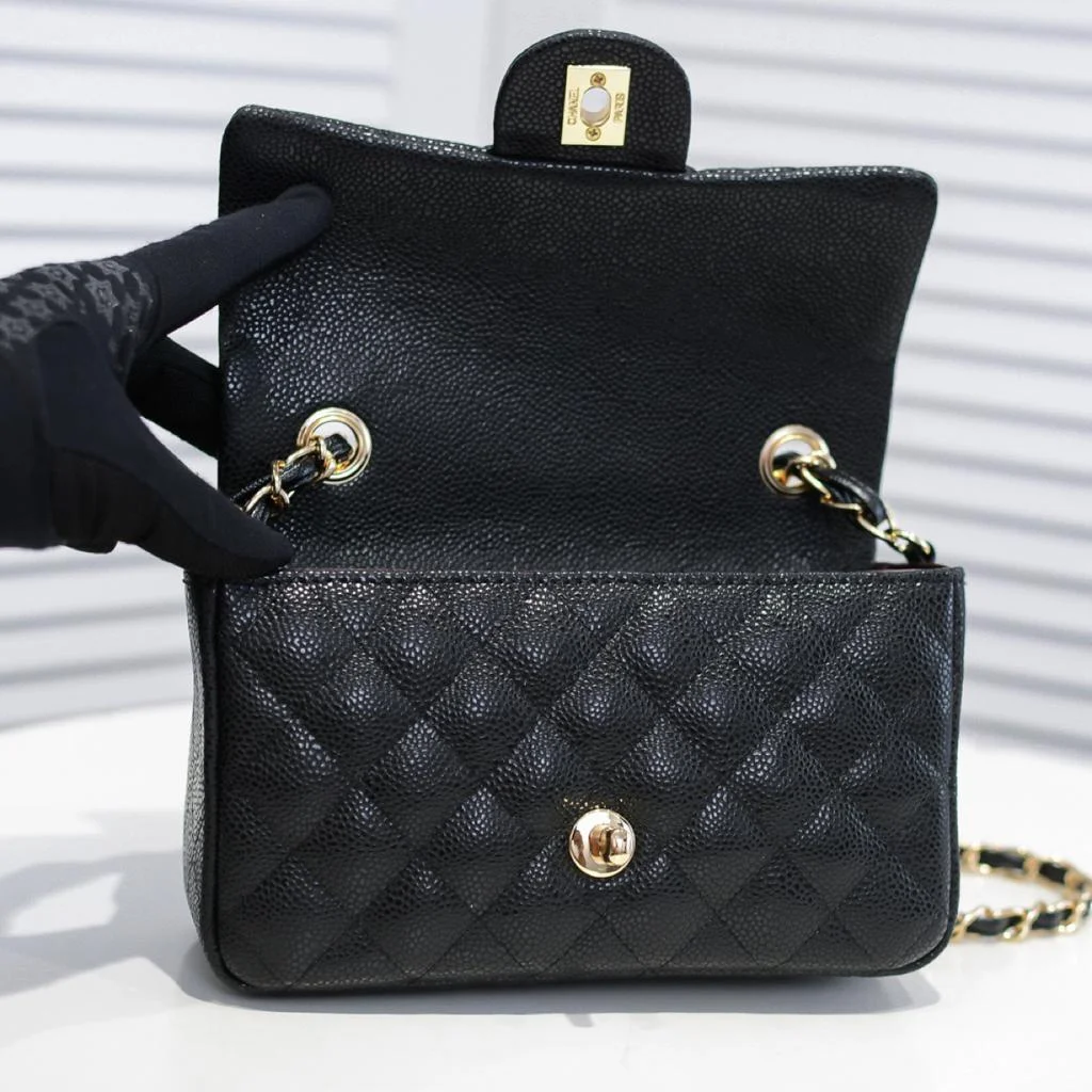 Chanel Mini Flap Bag Black For Women 7.8in/20cm A69900