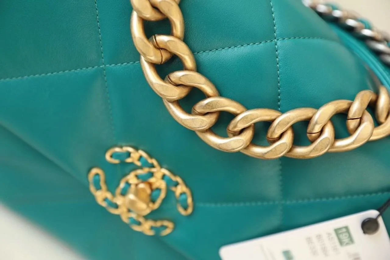 Chanel 19 Handbag 26cm Teal For Women AS1160