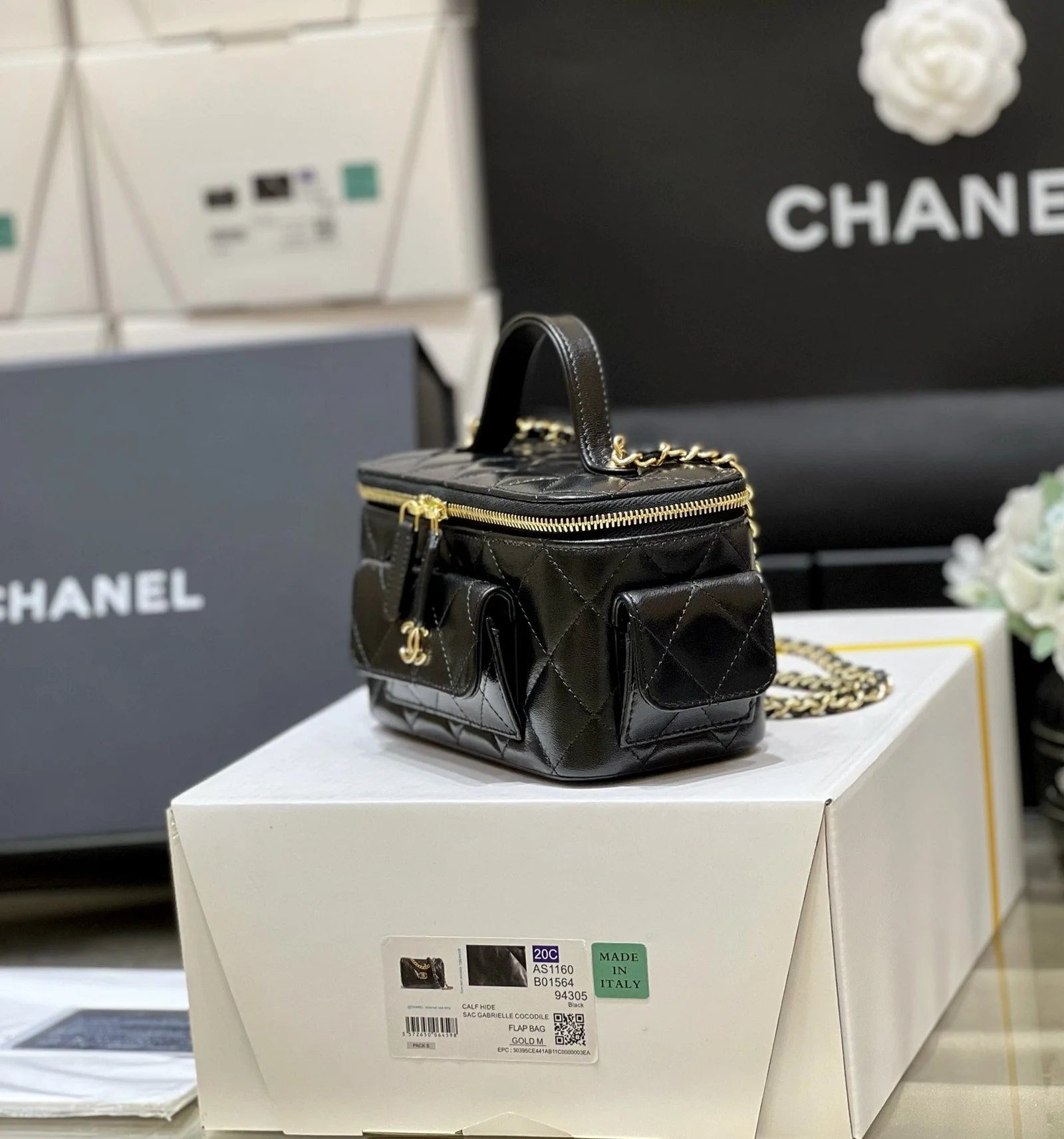 Chanel Vanity Bag With Strap Black For Women, Women’s Bags 6.6in/17cm AP3017 B09208 94305