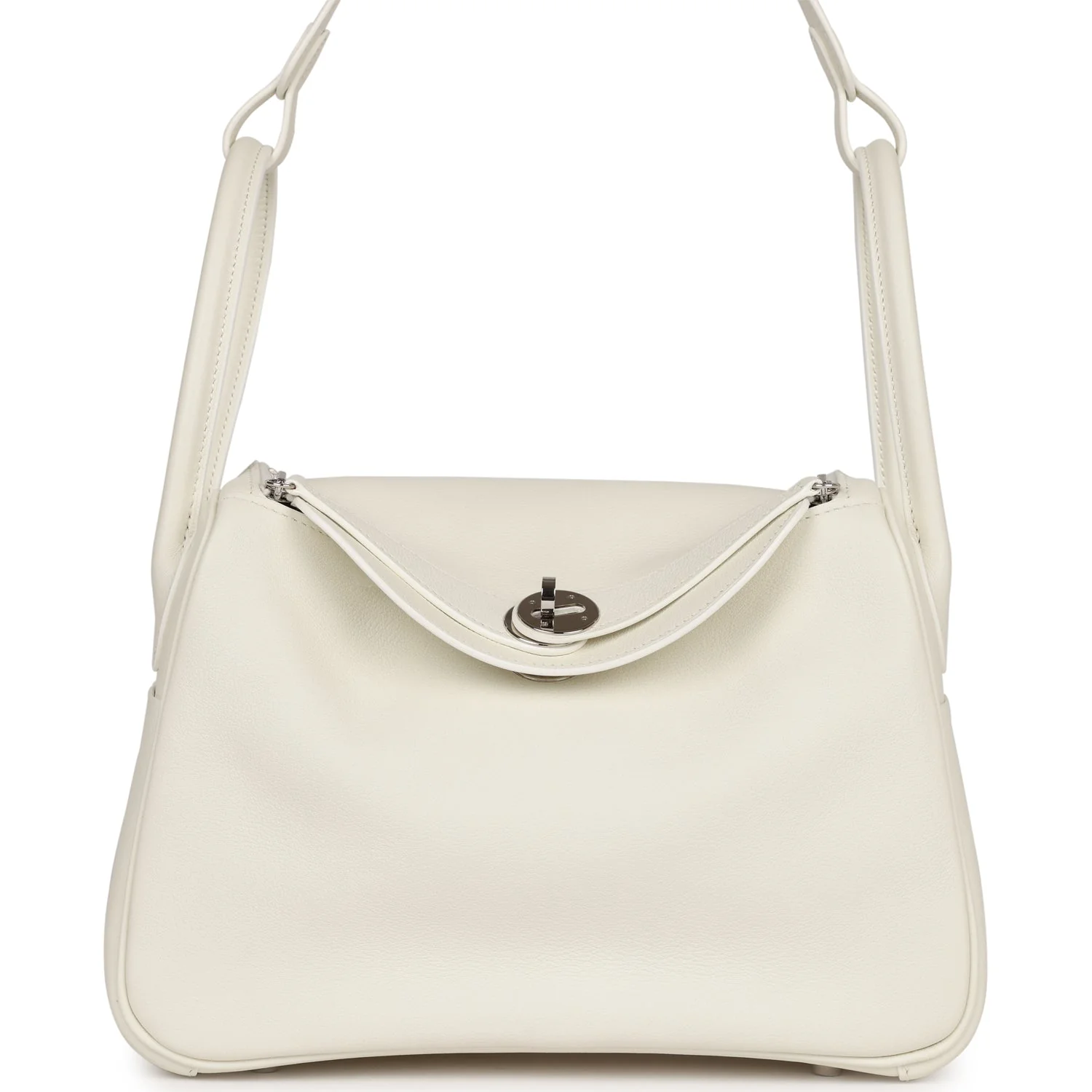 Pre-owned Hermes Lindy 26 White Evercolor Palladium Hardware