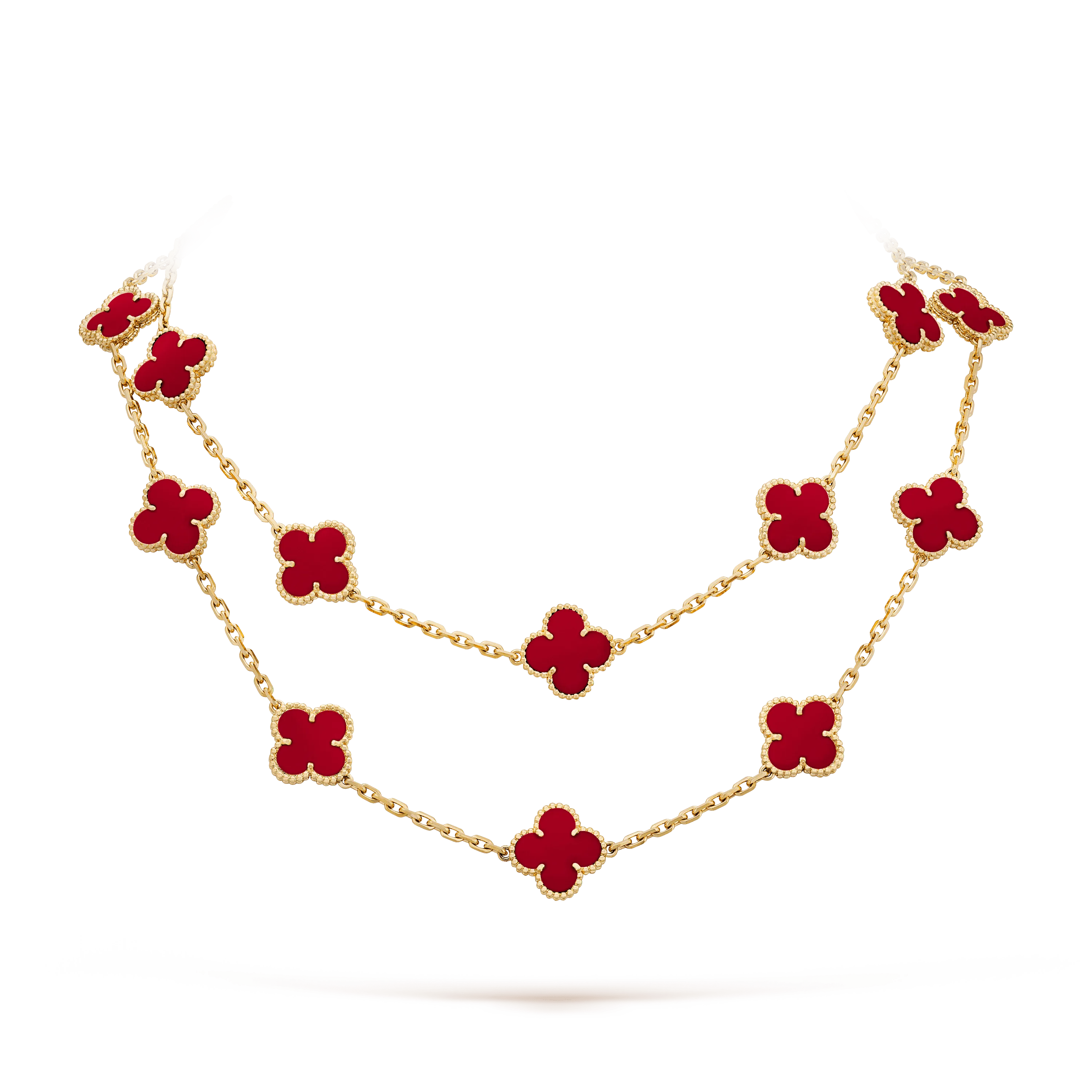 Van Cleef&Arpels VintageVan Cleef&Arpels Vintage Alhambra long 18K yellow gold necklace, 20 motifs, Carnelian