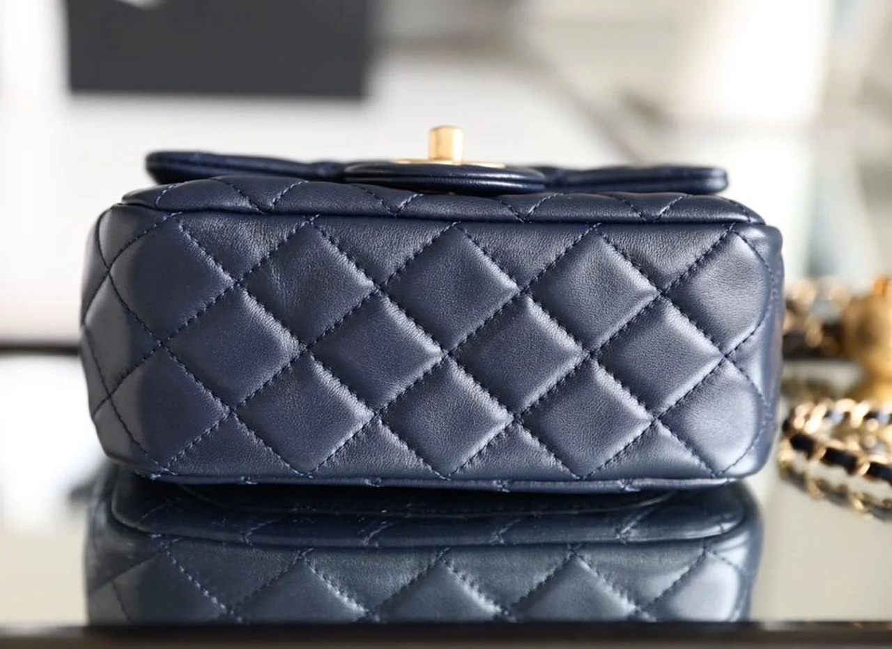 Chanel Mini Flap Bag With CC Ball On Strap Navy Blue For Women, Women’s Handbags, Shoulder And Crossbody Bags 6.7in/17cm AS1786