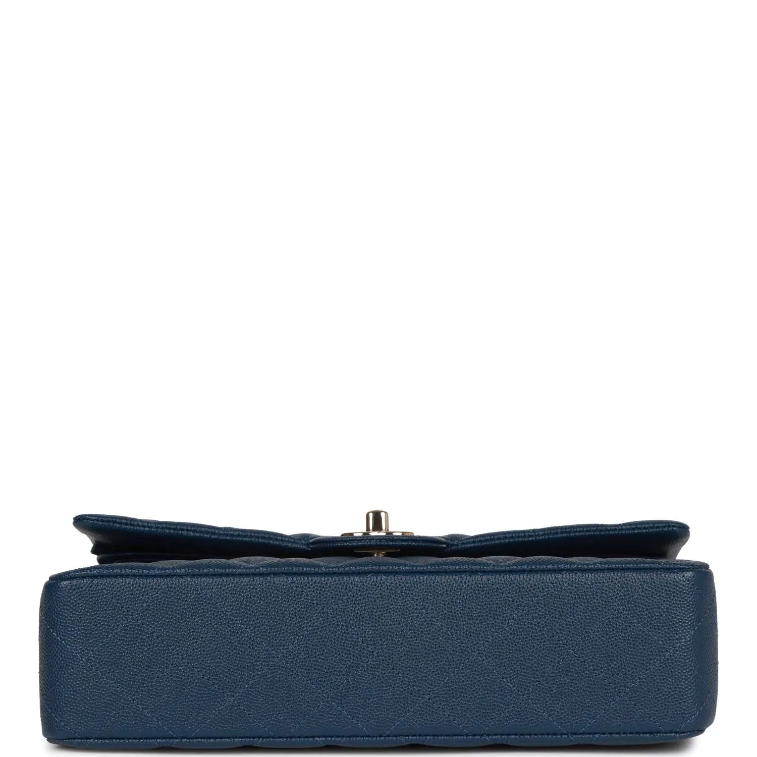 Medium Classic Double Flap Bag Blue Caviar Light Gold Hardware