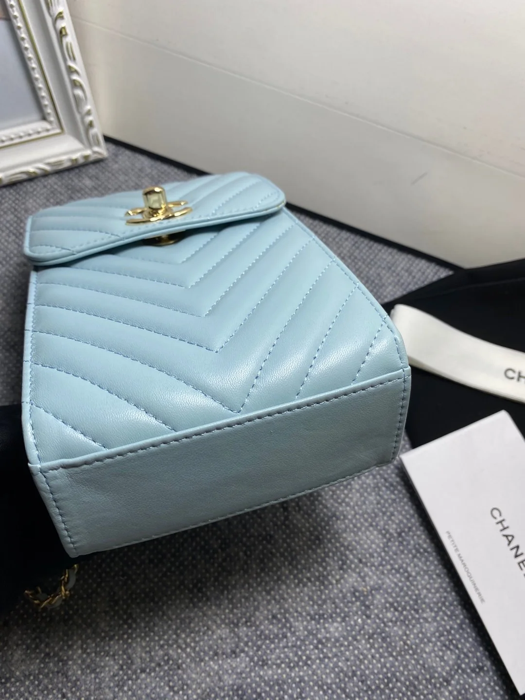 Chanel Chevron Trendy Cc Phone Light Blue Bag For Women 18cm/7in
