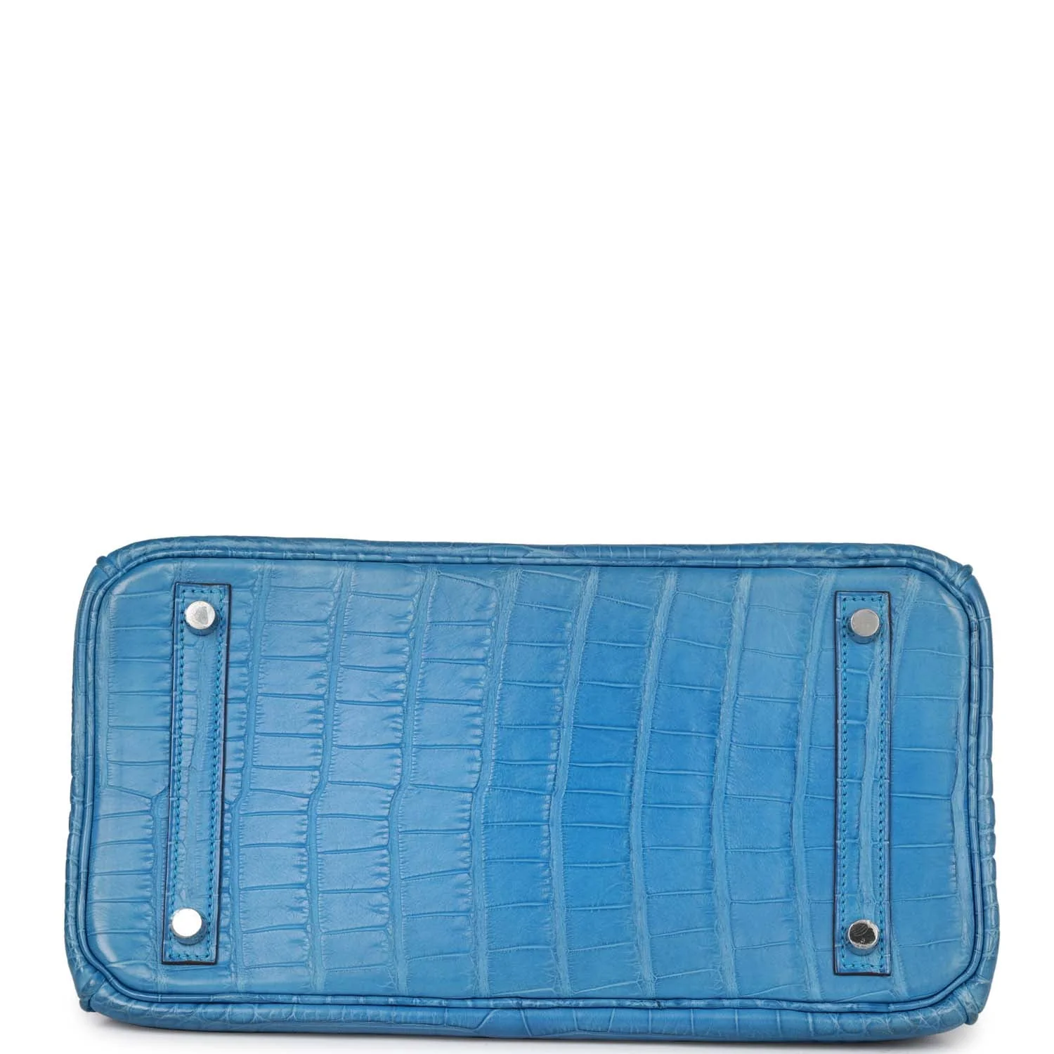 Pre-owned Hermes Birkin 30 Bleu Mykonos Matte Alligator Palladium Hardware