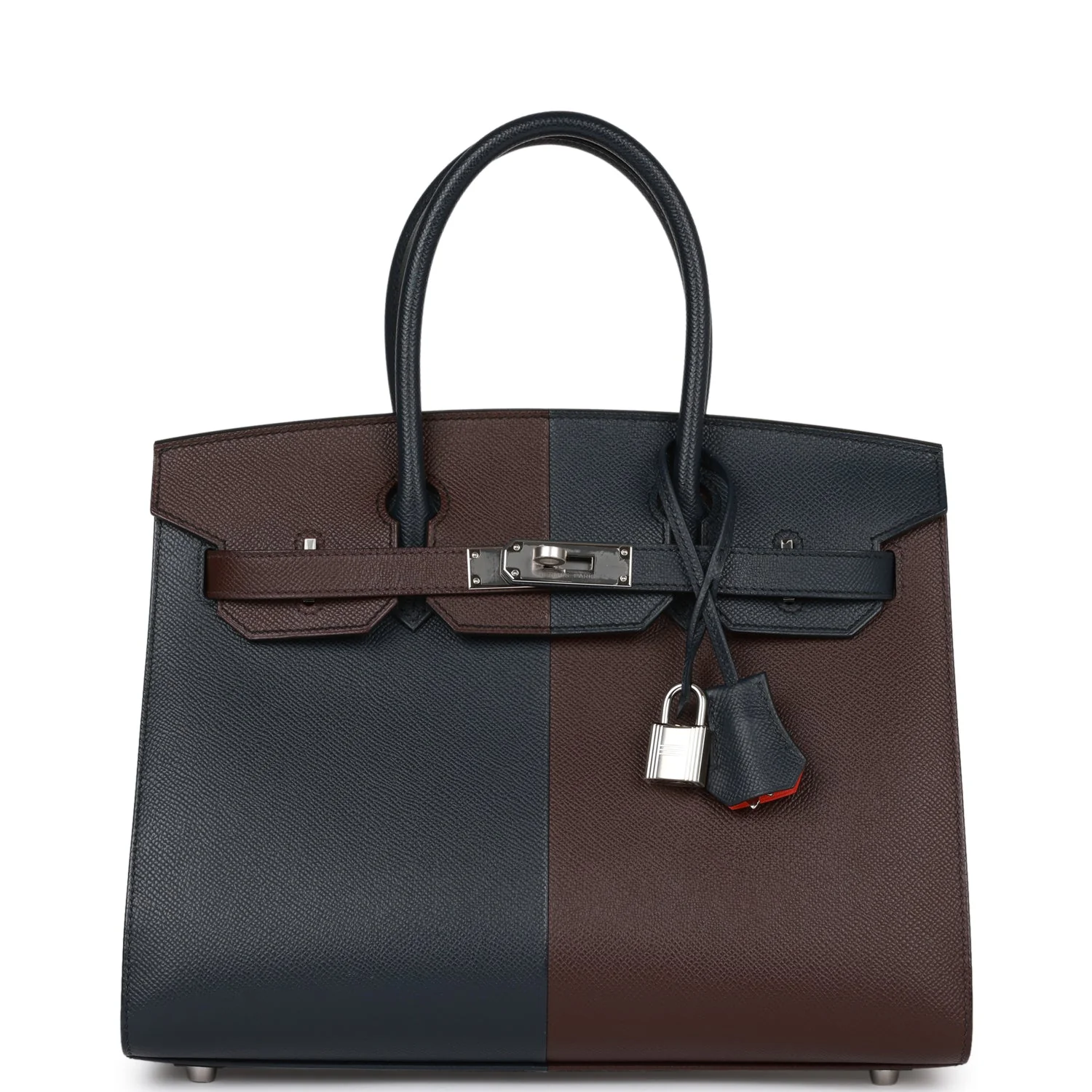 Pre-owned Hermes Casaque Birkin Sellier 30 Rouge Sellier and Bleu Indigo Epsom Palladium Hardware