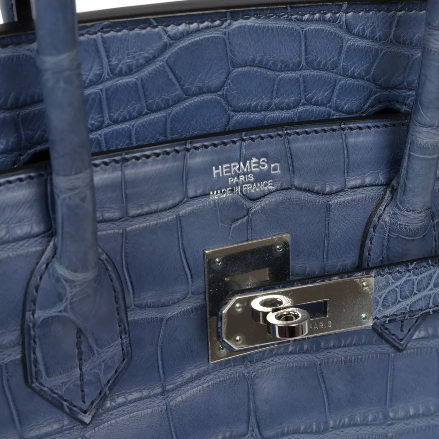 Pre-owned Hermes Birkin 35 Bleu Brighton Matte Alligator Palladium Hardware