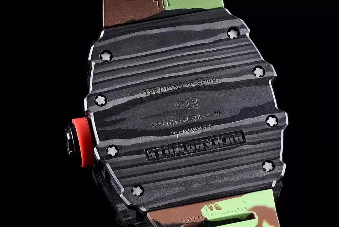 RM 35-01 Black Bezel Red Makers Camouflage Rubber Strap KV RUML3