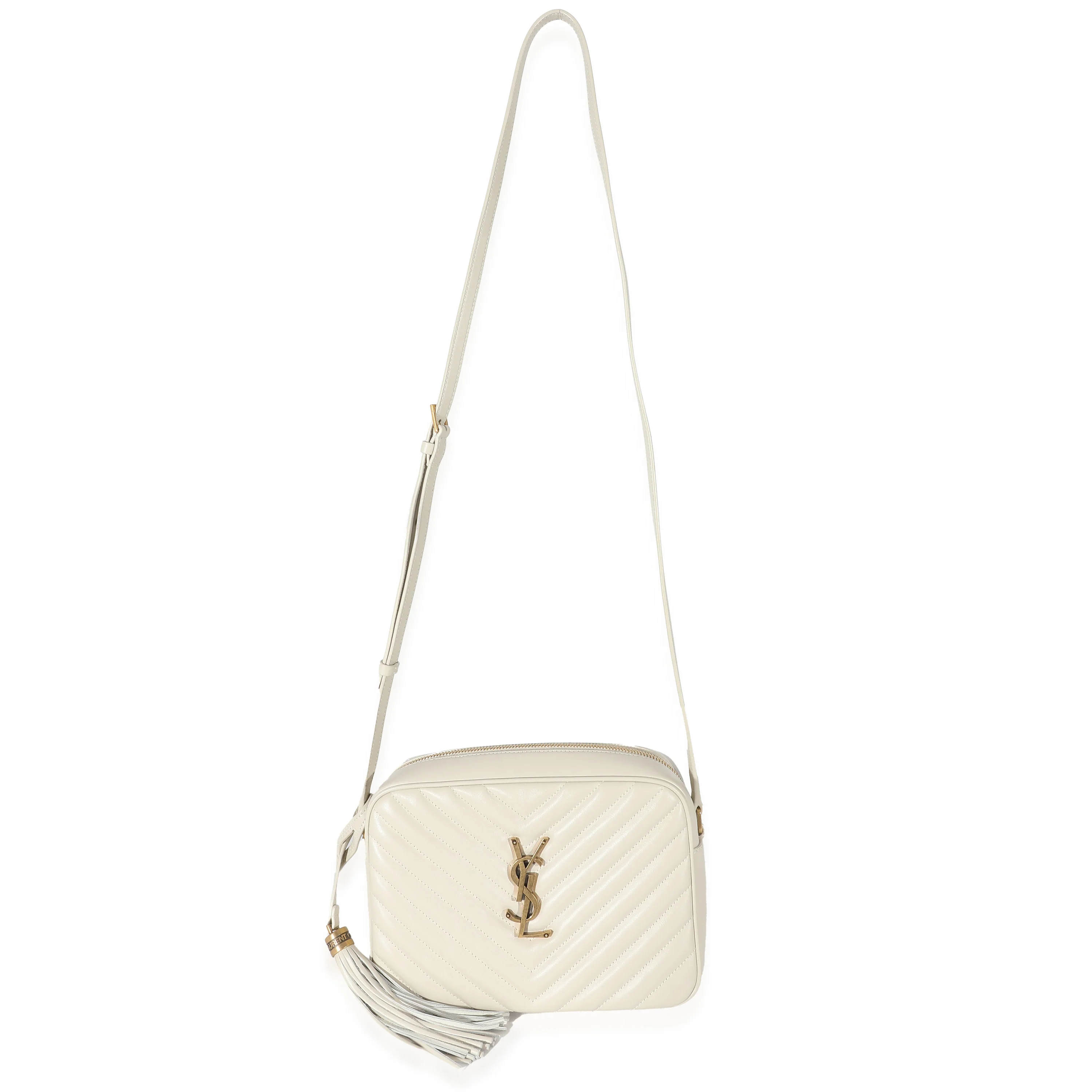 Saint Laurent Crema Soft Chevron Quilted Leather Lou Camera Bag