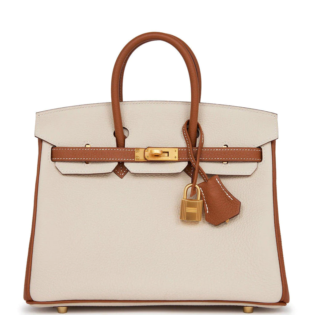 Hermes Special Order (HSS) Birkin 25 Craie and Gold Togo Brushed Gold Hardware