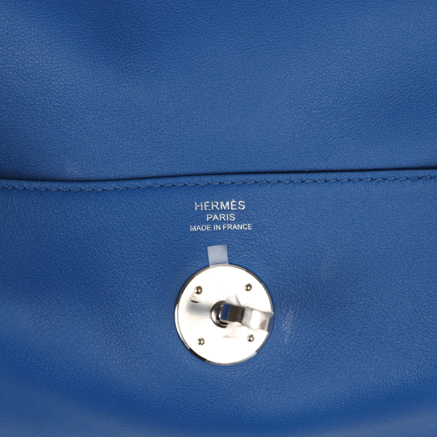 Pre-owned Hermes Lindy 26 Bleu France Verso Swift Palladium Hardware