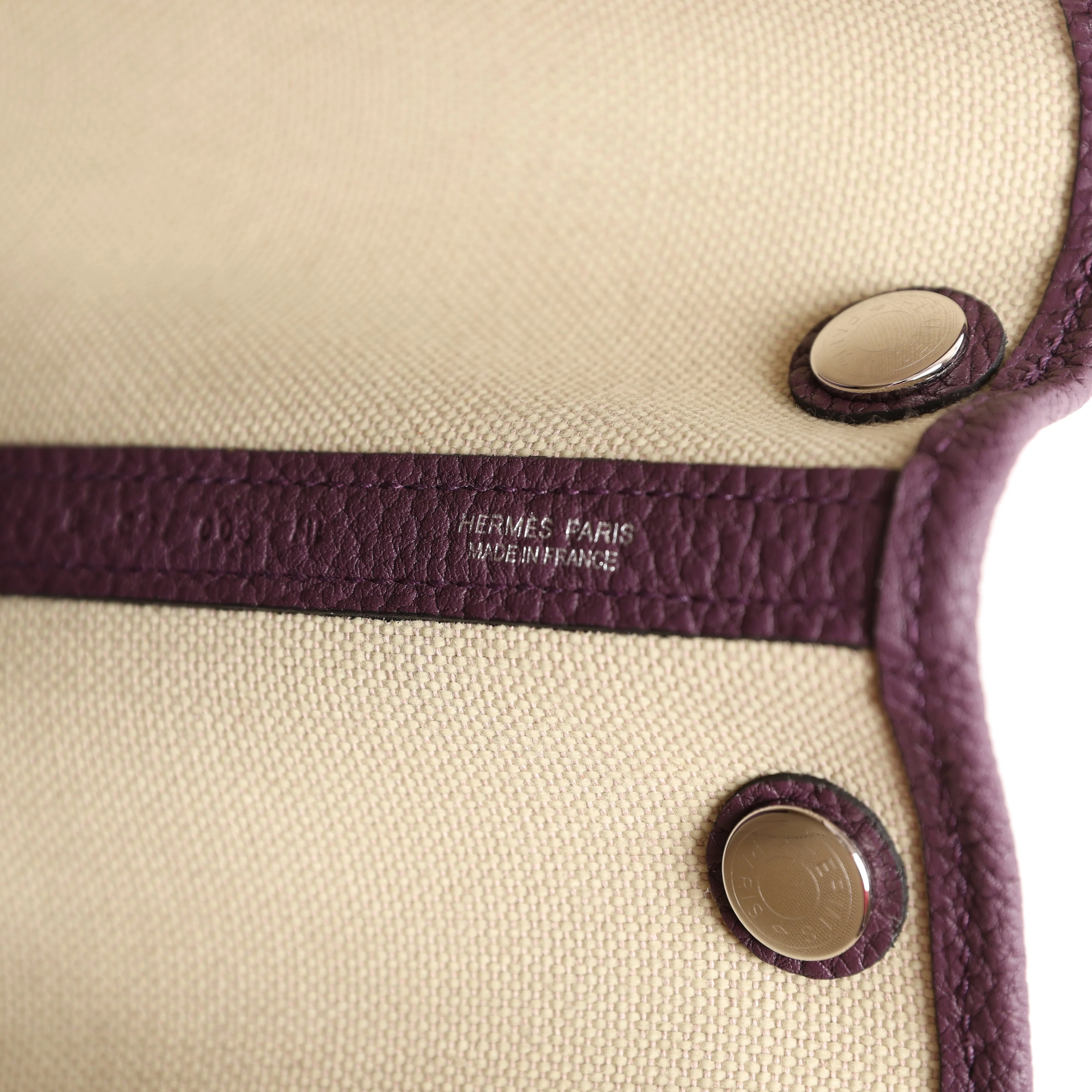 Hermes Garden Party 30 Cassis Negonda and Beton Toile Militaire Palladium Hardware