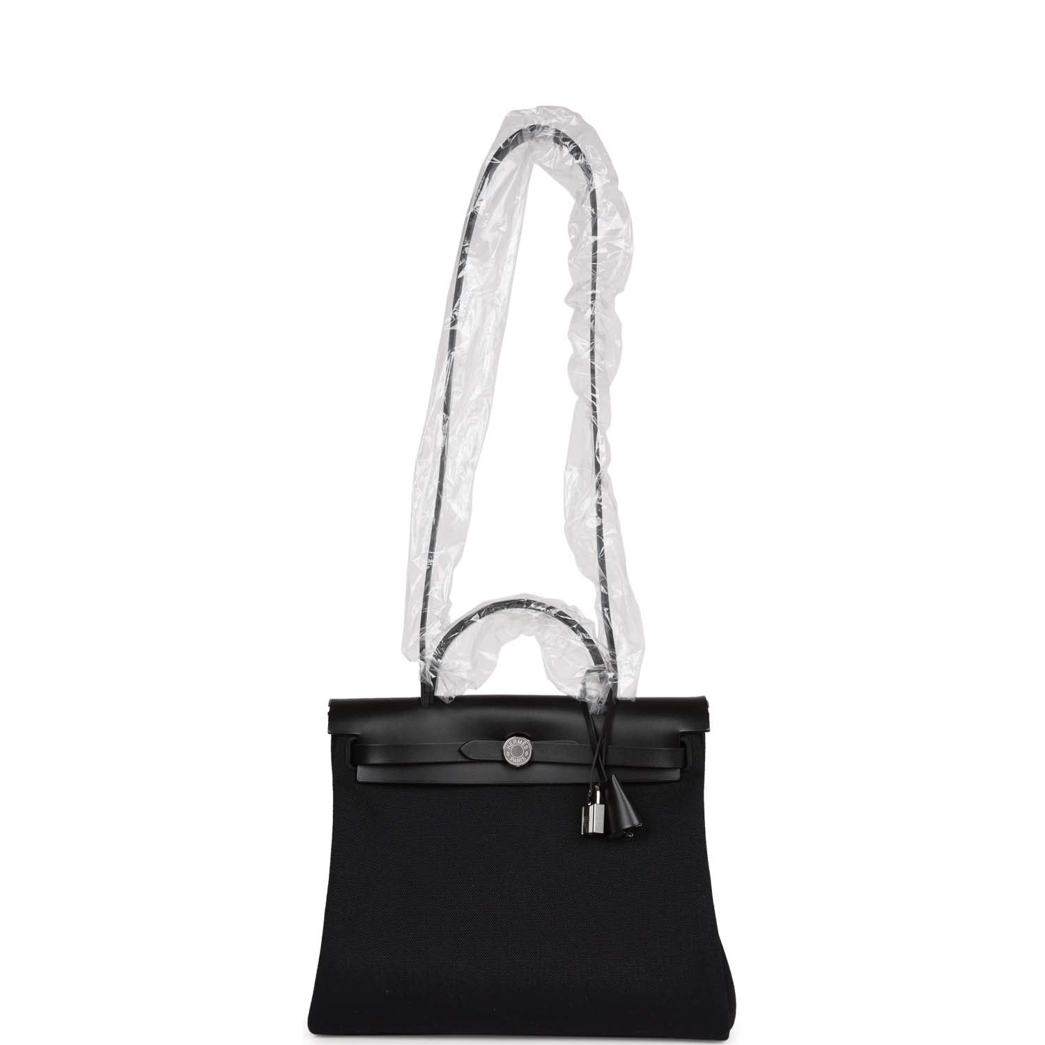 Hermes Herbag Zip PM 31 Black Toile H Berline Hunter Palladium Hardware