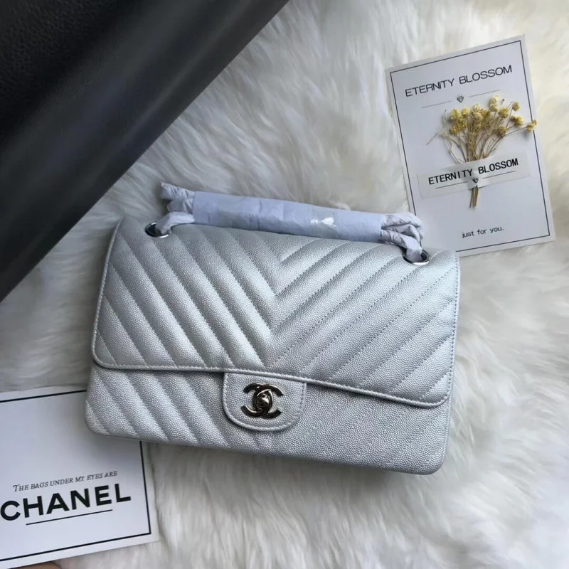 Chanel Chevron Caviar Calfskin Class-Flap Bag A01112