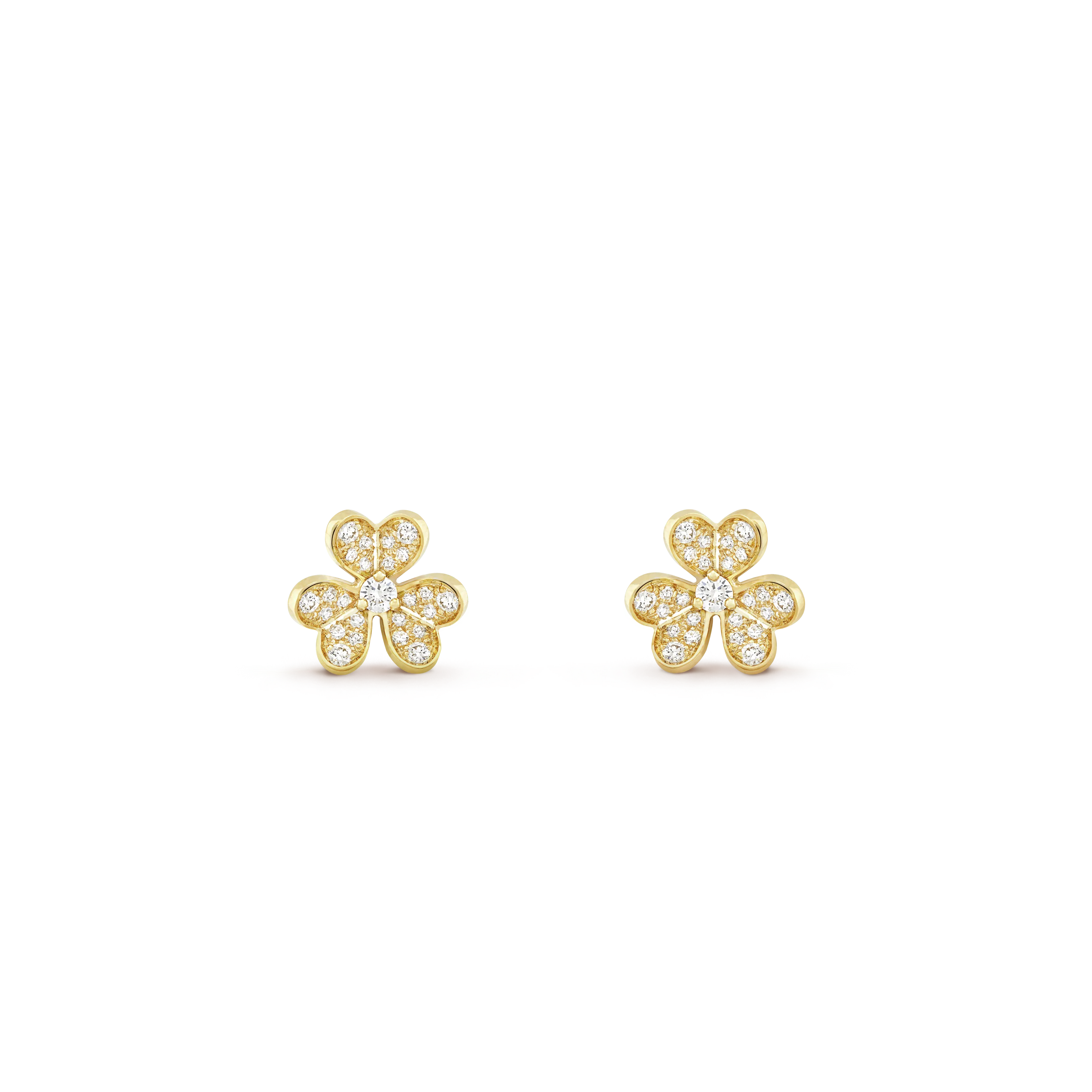 Frivole earrings, mini model yellow gold, Diamond