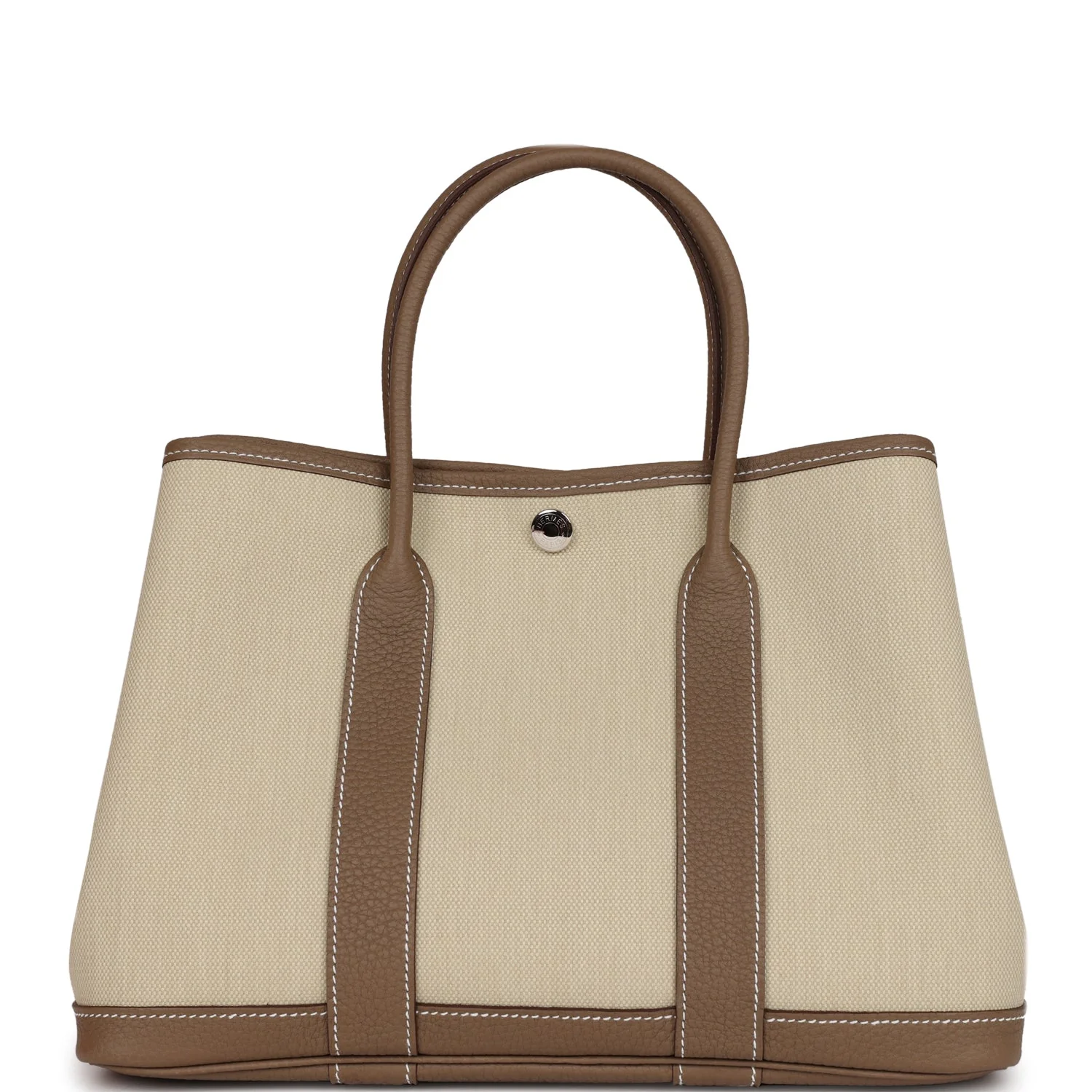 Hermes Garden Party 30 Beton Toile and Etoupe Negonda Palladium Hardware