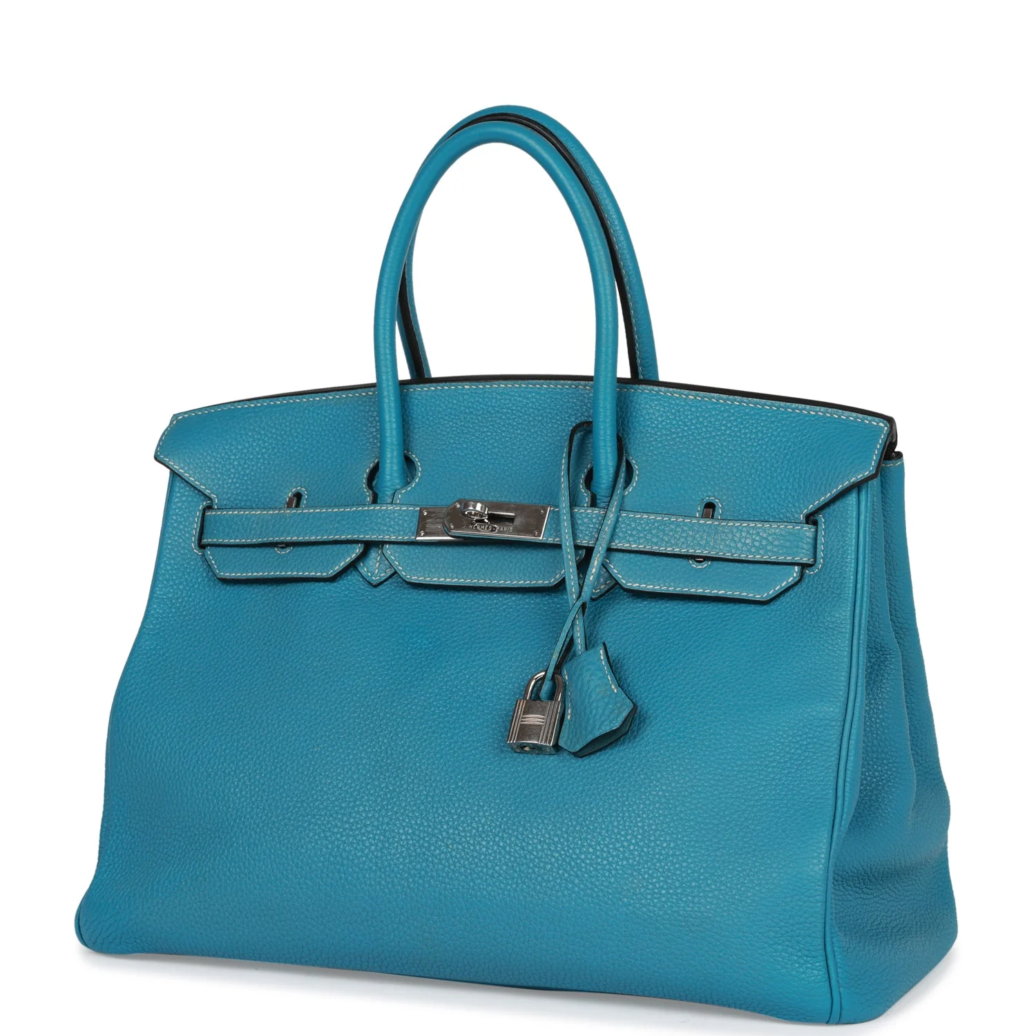Pre-owned Hermes Birkin 35 Bleu Jean Togo Palladium Hardware