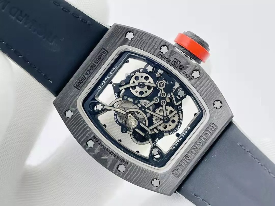 RM055 Skeleton Dial Black Bezel Gray Canvas Strap RMS RMUL2