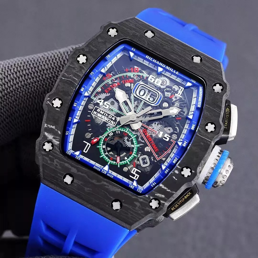 RM 11-03 Skeleton Blue Dial Black Bezel Blue Rubber Strap ZY 7750