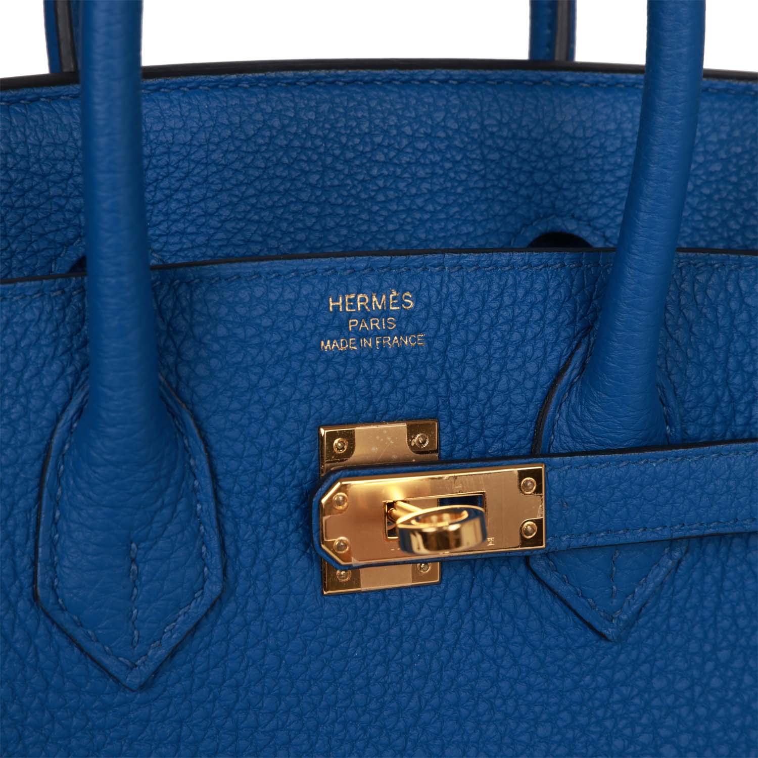 Pre-owned Hermes Birkin 25 Bleu France Togo Gold Hardware