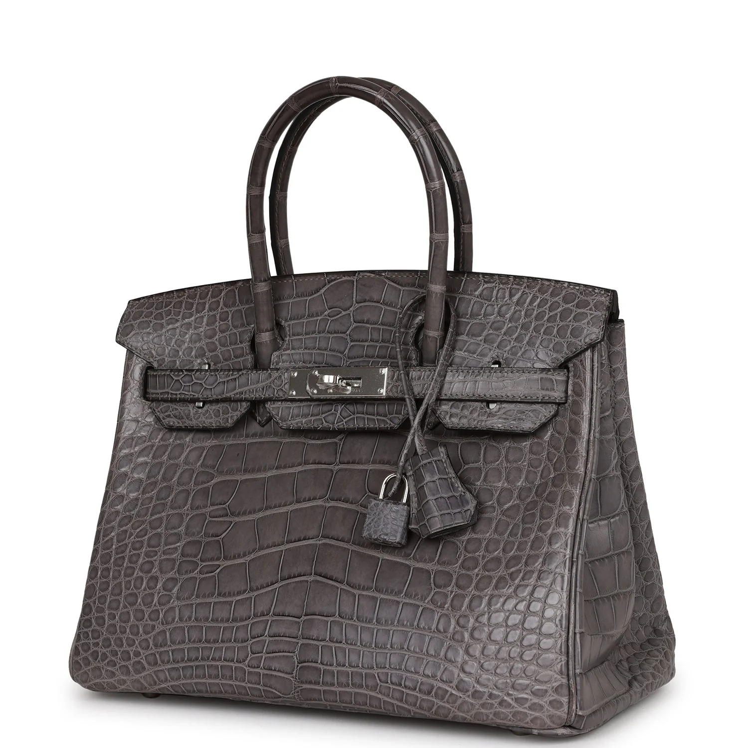 Pre-owned Hermes Birkin 30 Gris Paris Matte Alligator Palladium Hardware