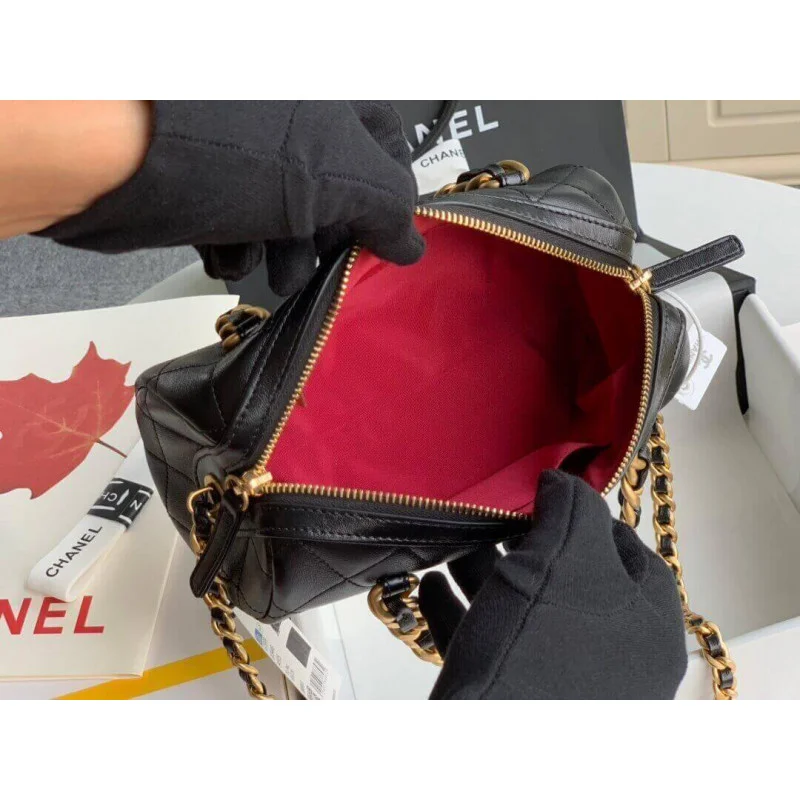 Chanel Shiny Lambskin Small Bowling Bag As1899