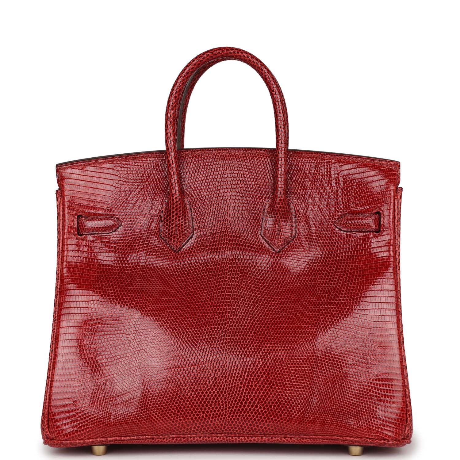 Pre-owned Hermes Birkin 25 Rouge Moyen Salvator Lizard Gold Hardware