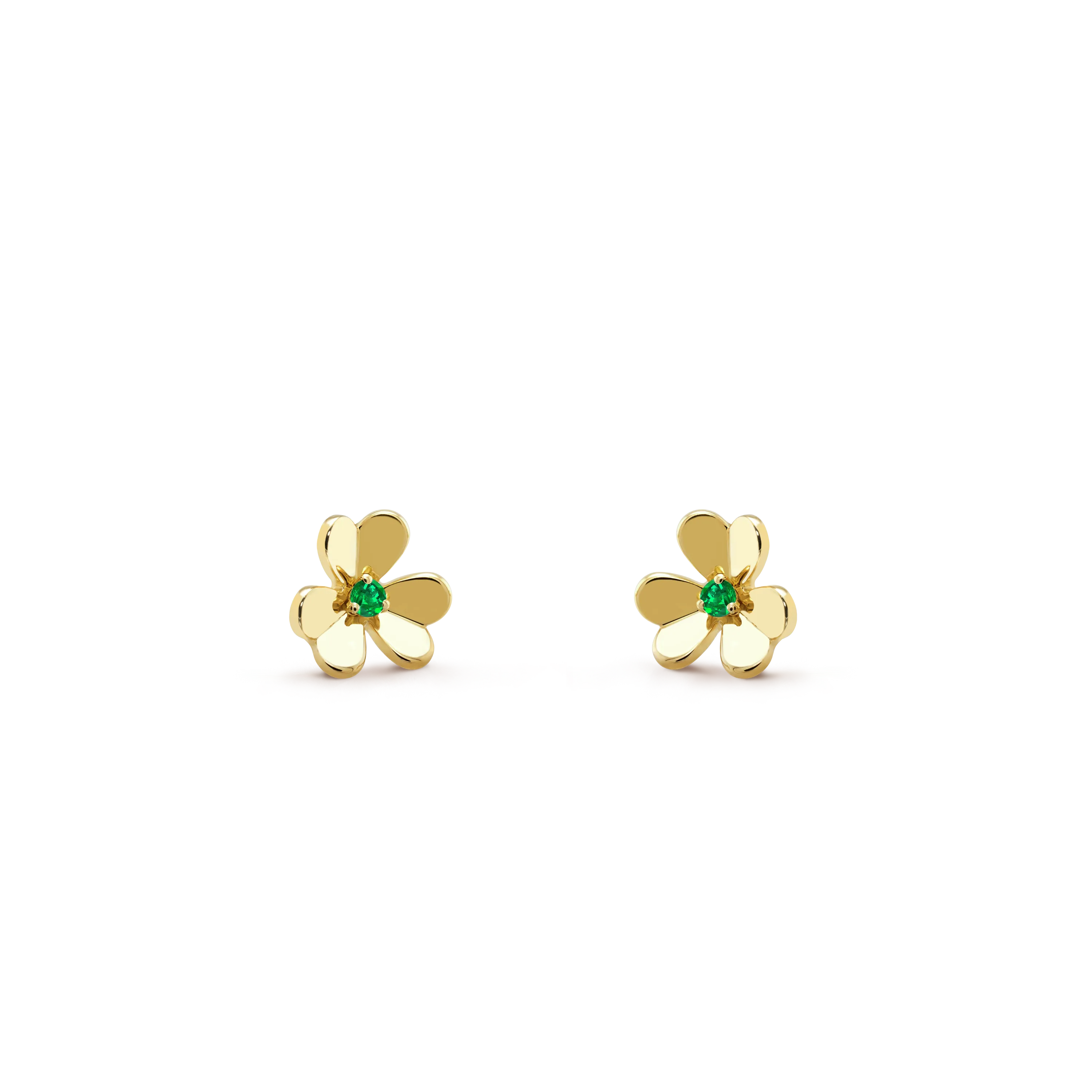Frivole earrings, mini model yellow gold, Emerald