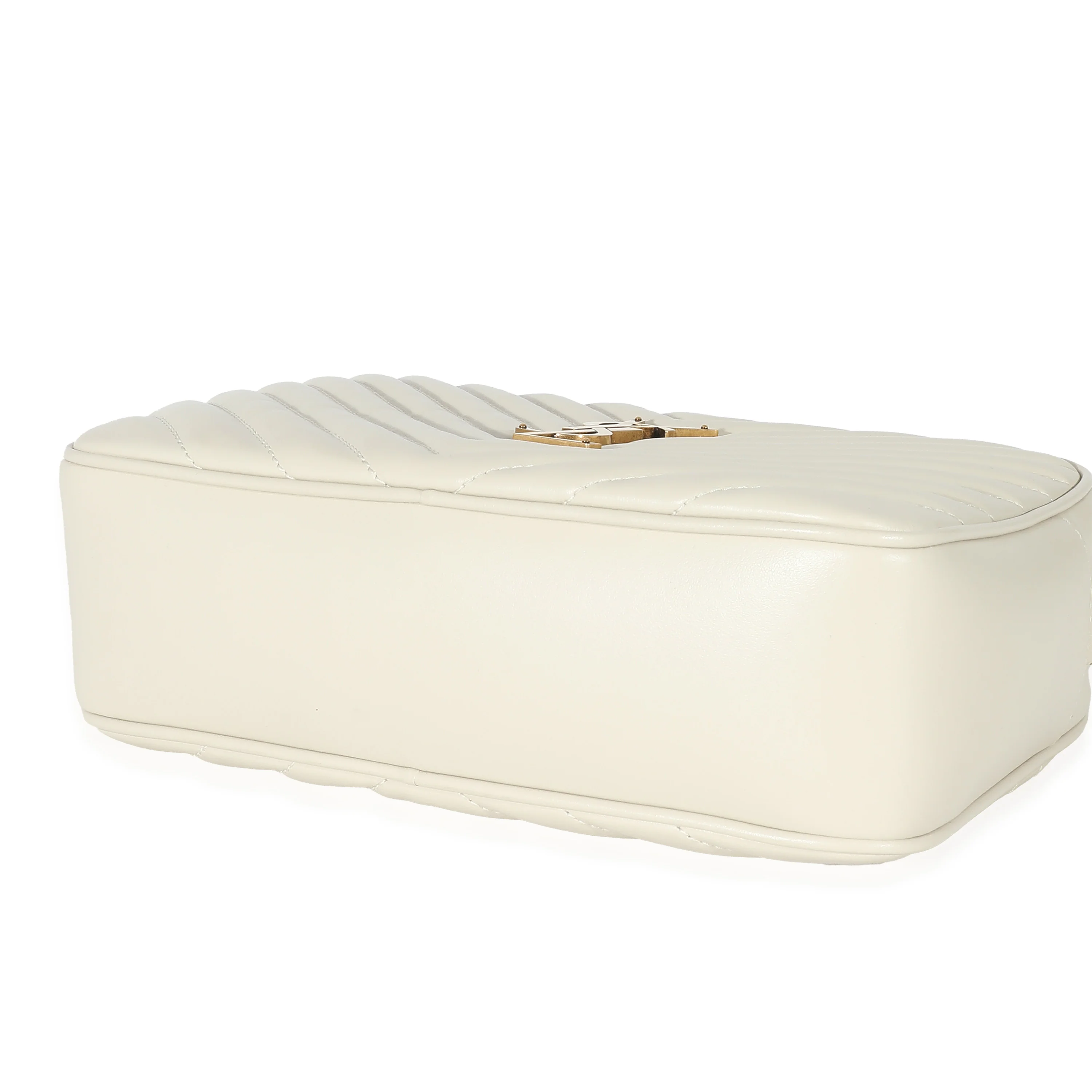 Saint Laurent Crema Soft Chevron Quilted Leather Lou Camera Bag