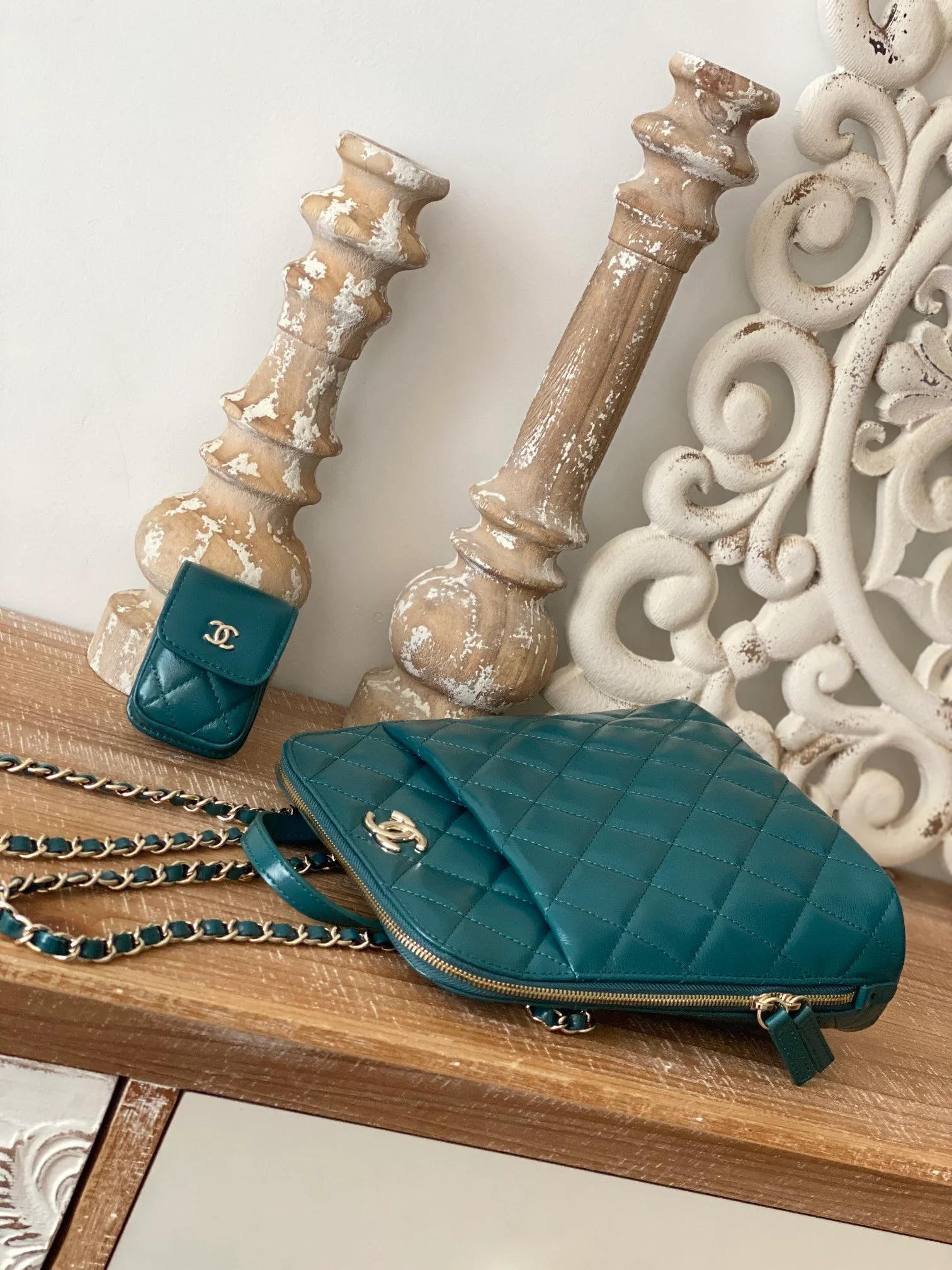 Chanel Rucksack Backpack Mallard Green Bag For Women 21cm/8in