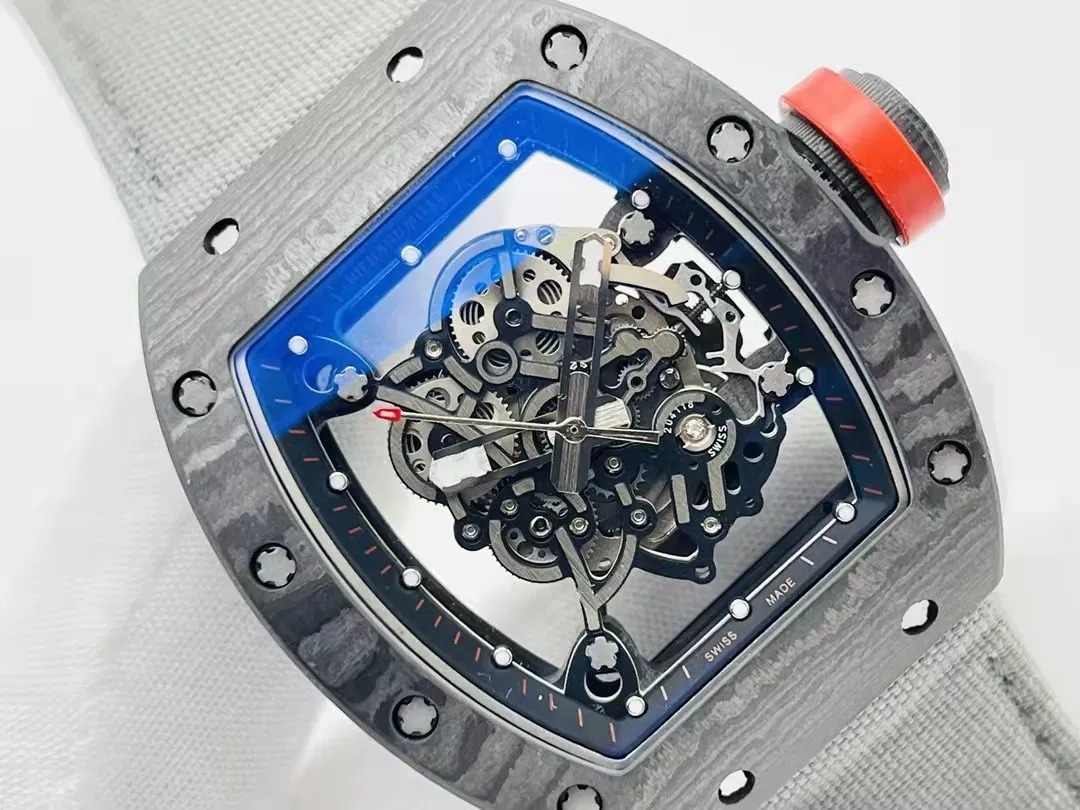 RM055 Skeleton Dial Black Bezel Gray Canvas Strap RMS RMUL2