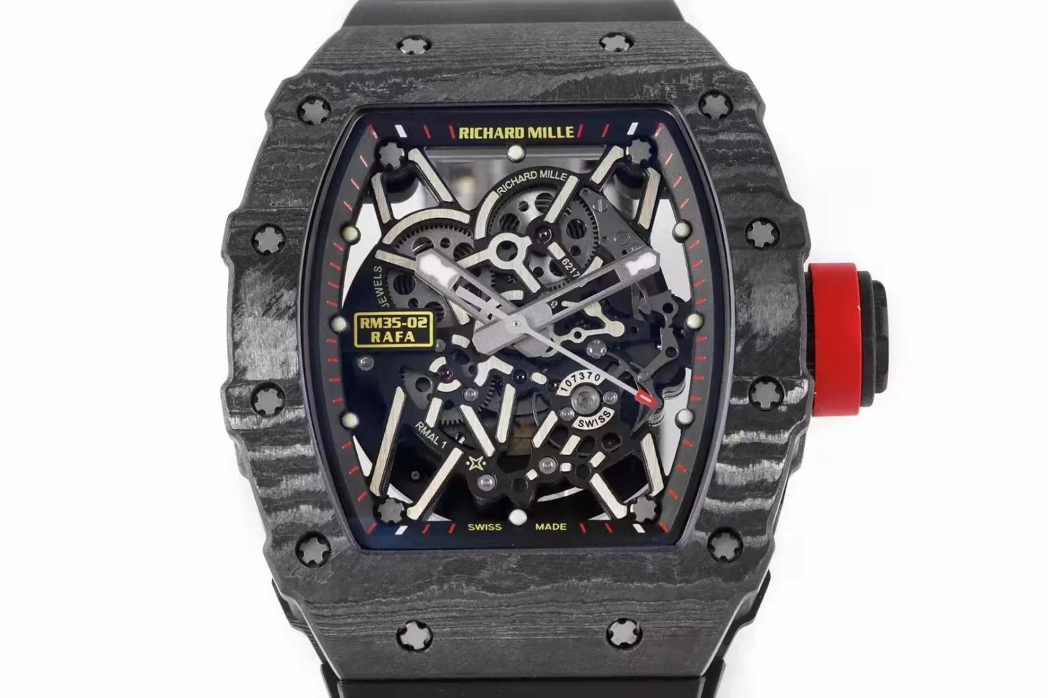 RM 35-02 Black Bezel Red Markers Black Rubber Strap ZF RUML3