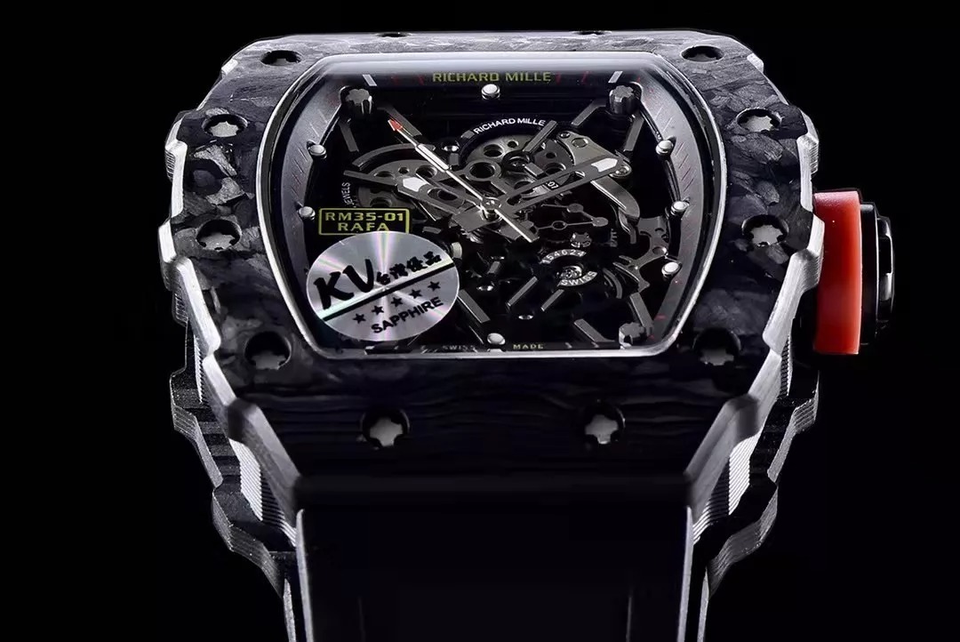 RM 35-01 Black Bezel Red Markers Black Rubber Strap KV RUML3