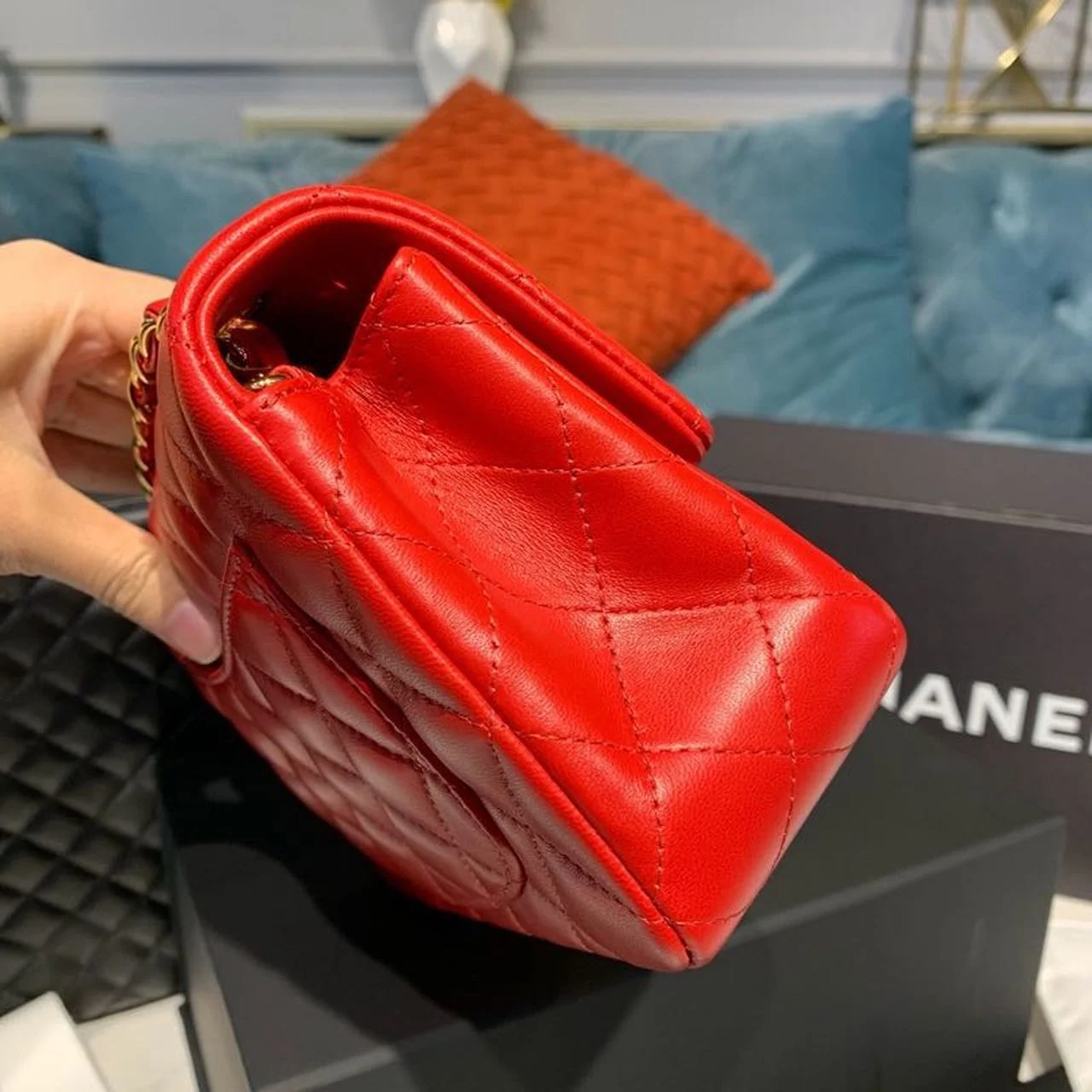 Chanel Mini Flap Bag Red For Women, Women’s Bags, Women’s Bag, Shoulder And Crossbody 7.8in/20cm A69900