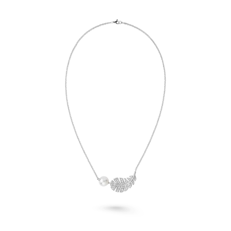 PLUME DE CHANEL NECKLACE white gold, diamonds, cultured pearl