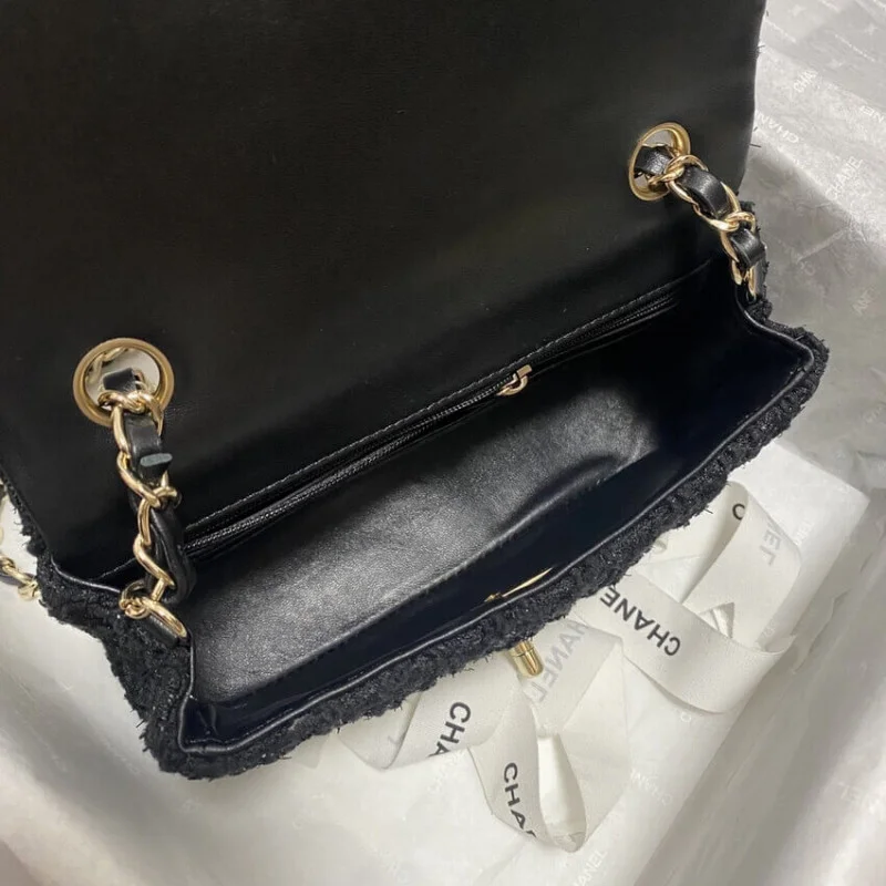 Chanel 20Cm Class-Flap Bag In Black Tweed 1116