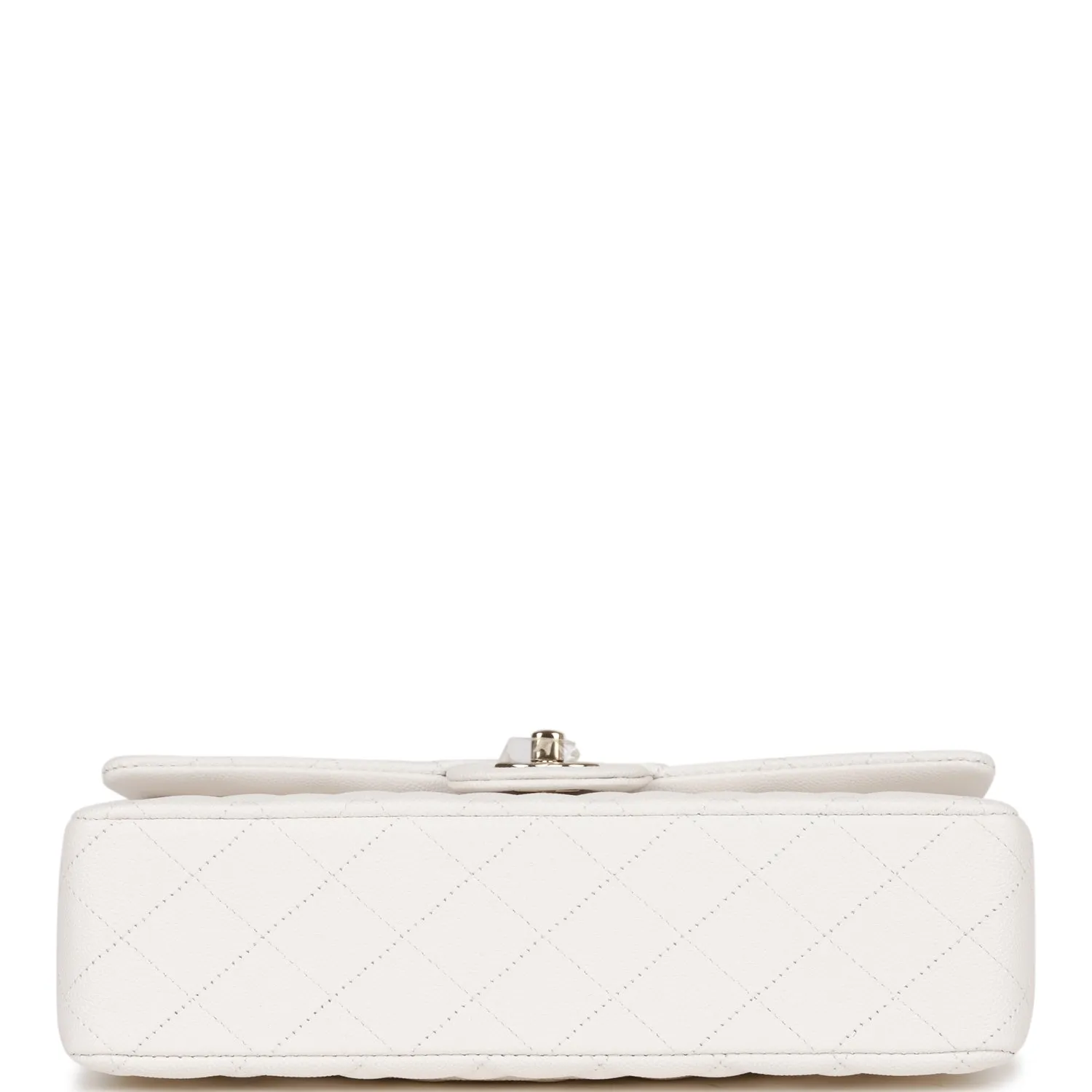 Medium Classic Double Flap Bag White Caviar Light Gold Hardware