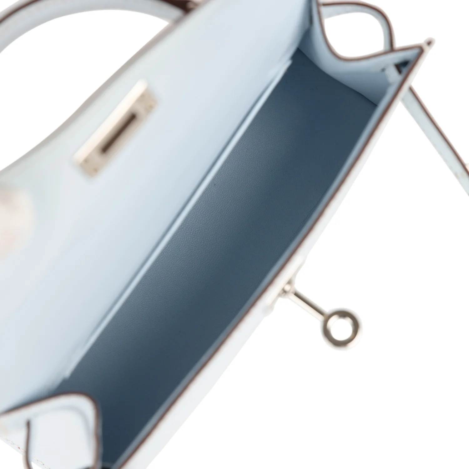 Pre-owned Hermes Kelly Sellier 20 Bleu Brume Chevre Palladium Hardware