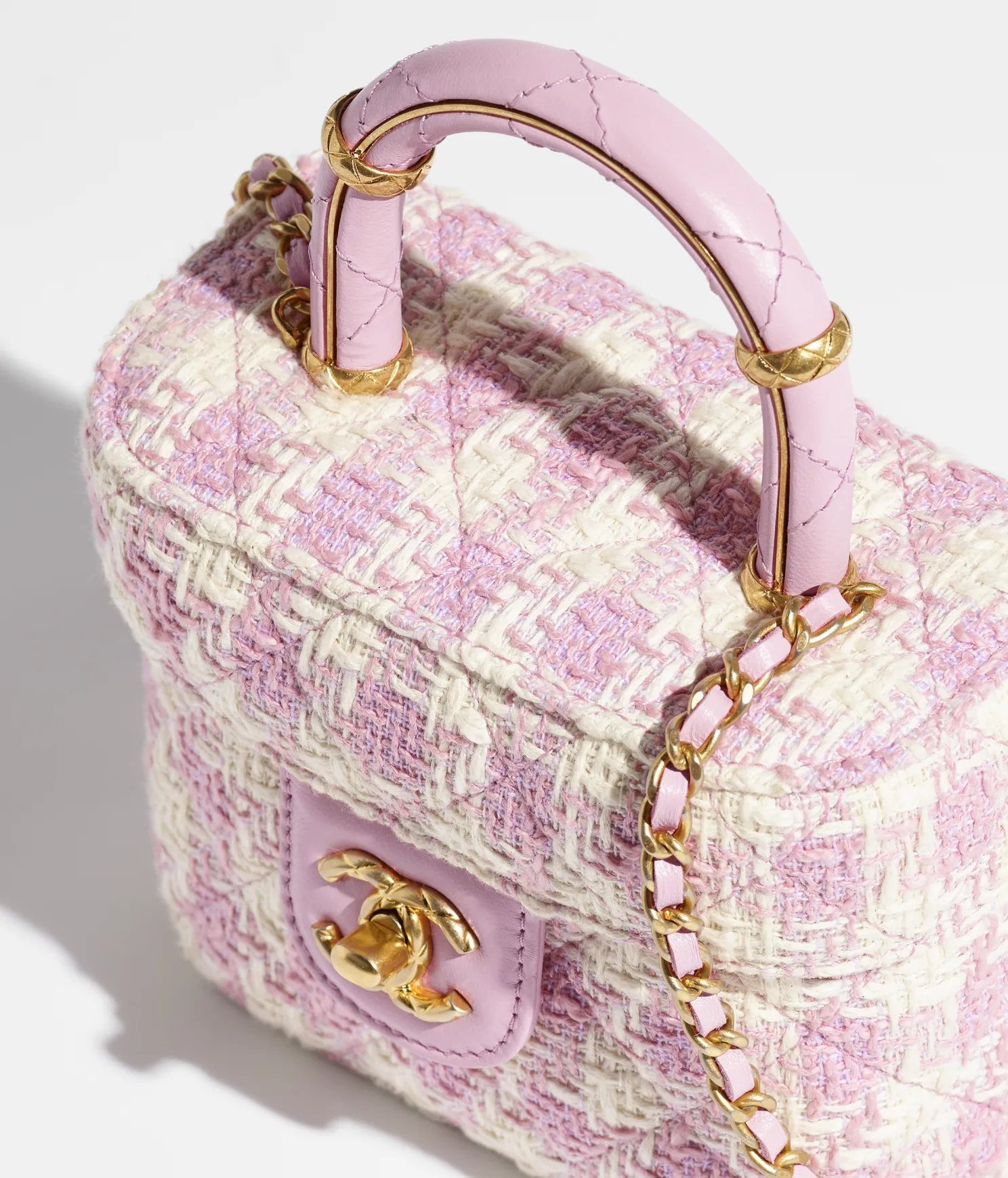 SMALL VANITY CASE-Pink & Ecru