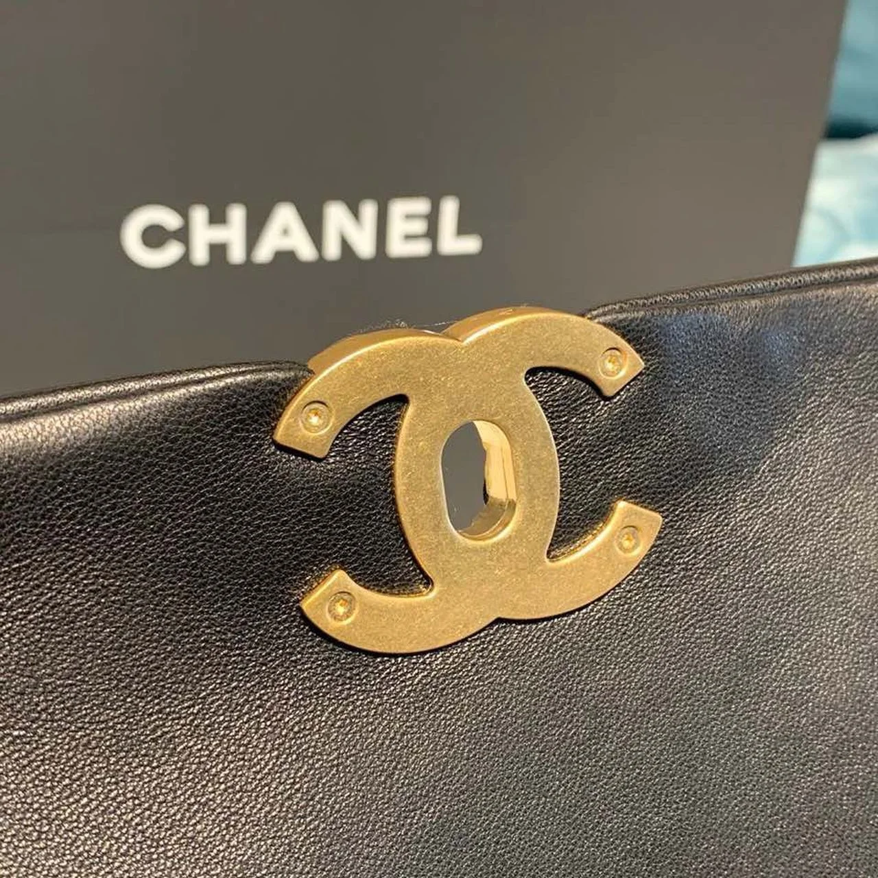 Chanel 19 Flap Bag 30cm Goatskin Leather Spring/Summer Act 1 Collection, Black