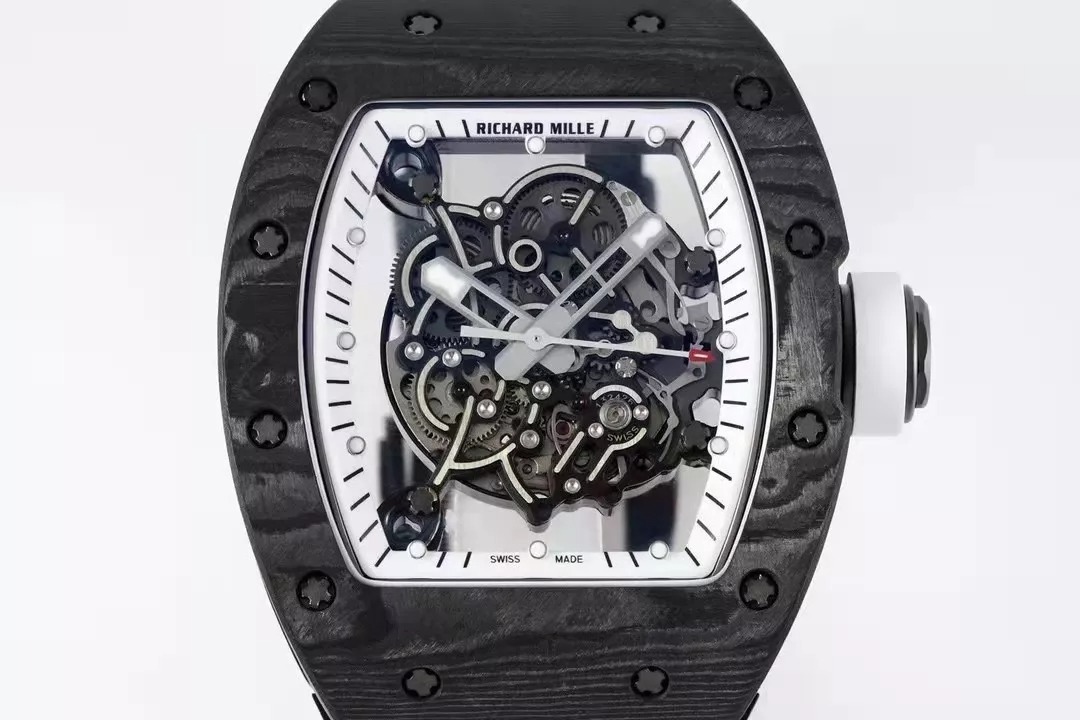 RM055 Skeleton White Dial Black Bezel Black Rubber Strap ZF RMUL2
