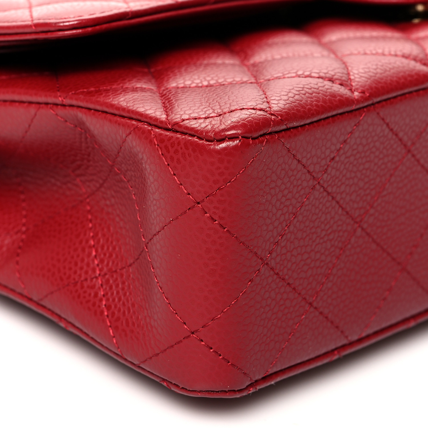 Caviar Quilted Medium Double Flap Red